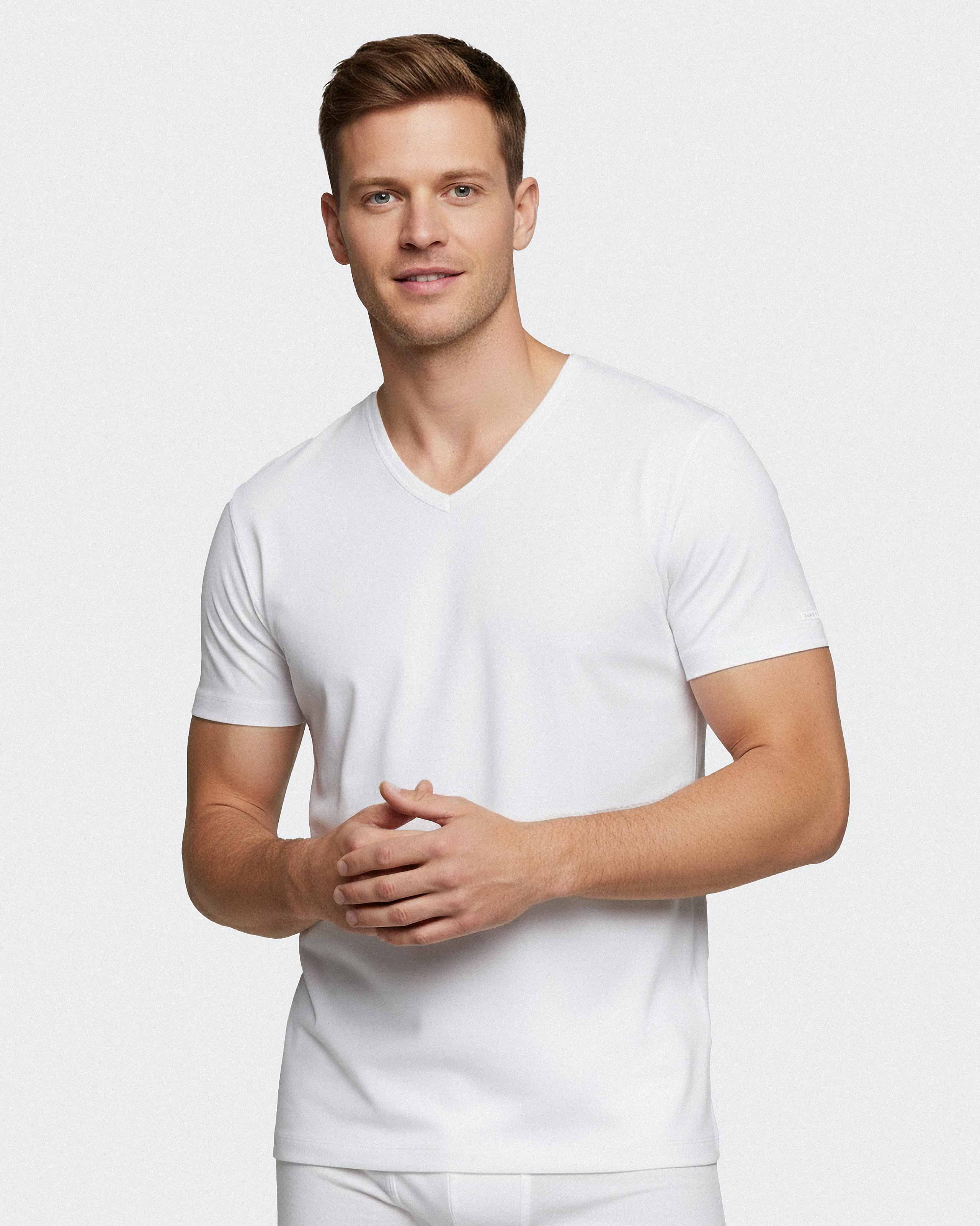 Men's V-neck T-shirt Cotton Stretch