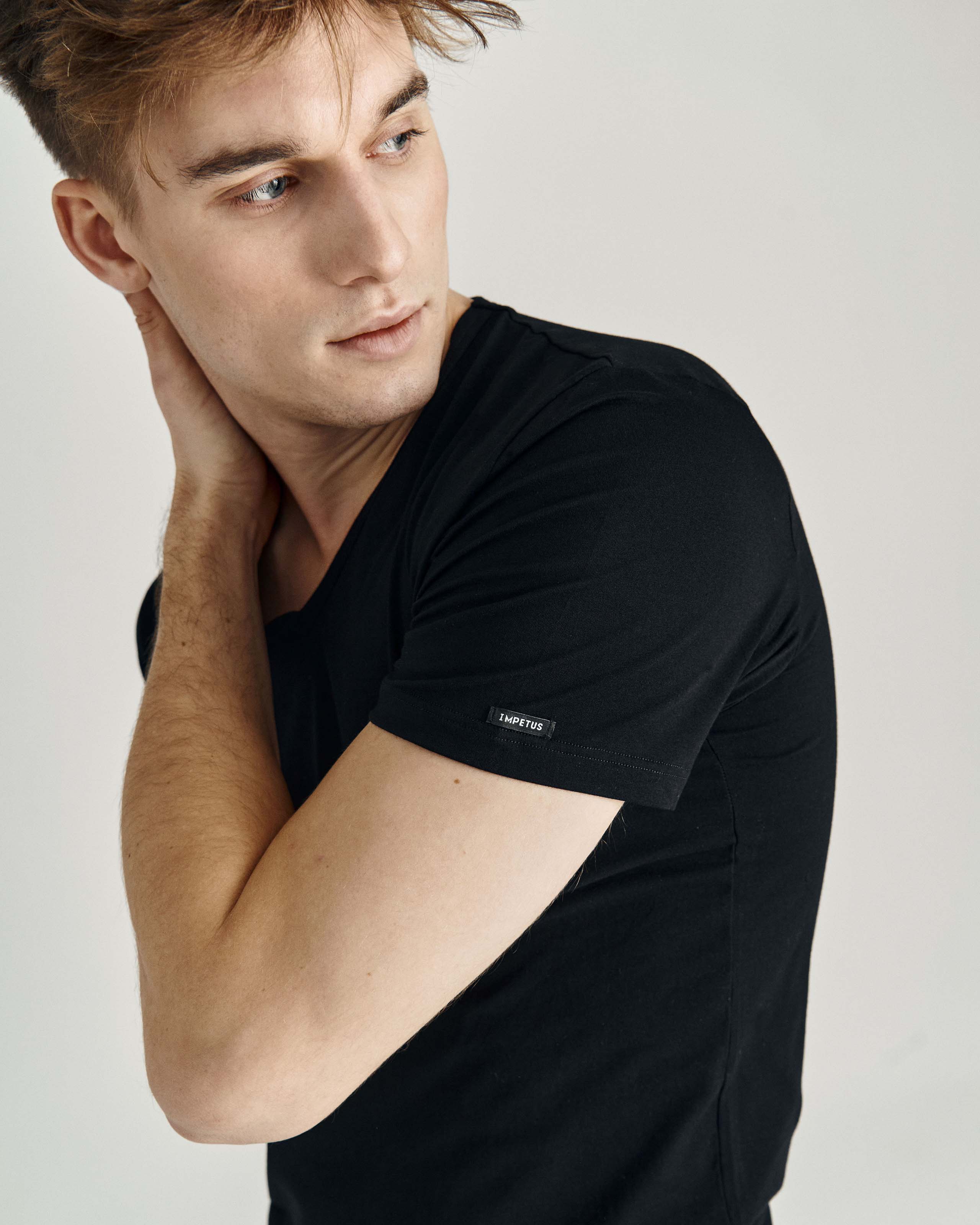 Men's V-neck T-shirt Cotton Stretch