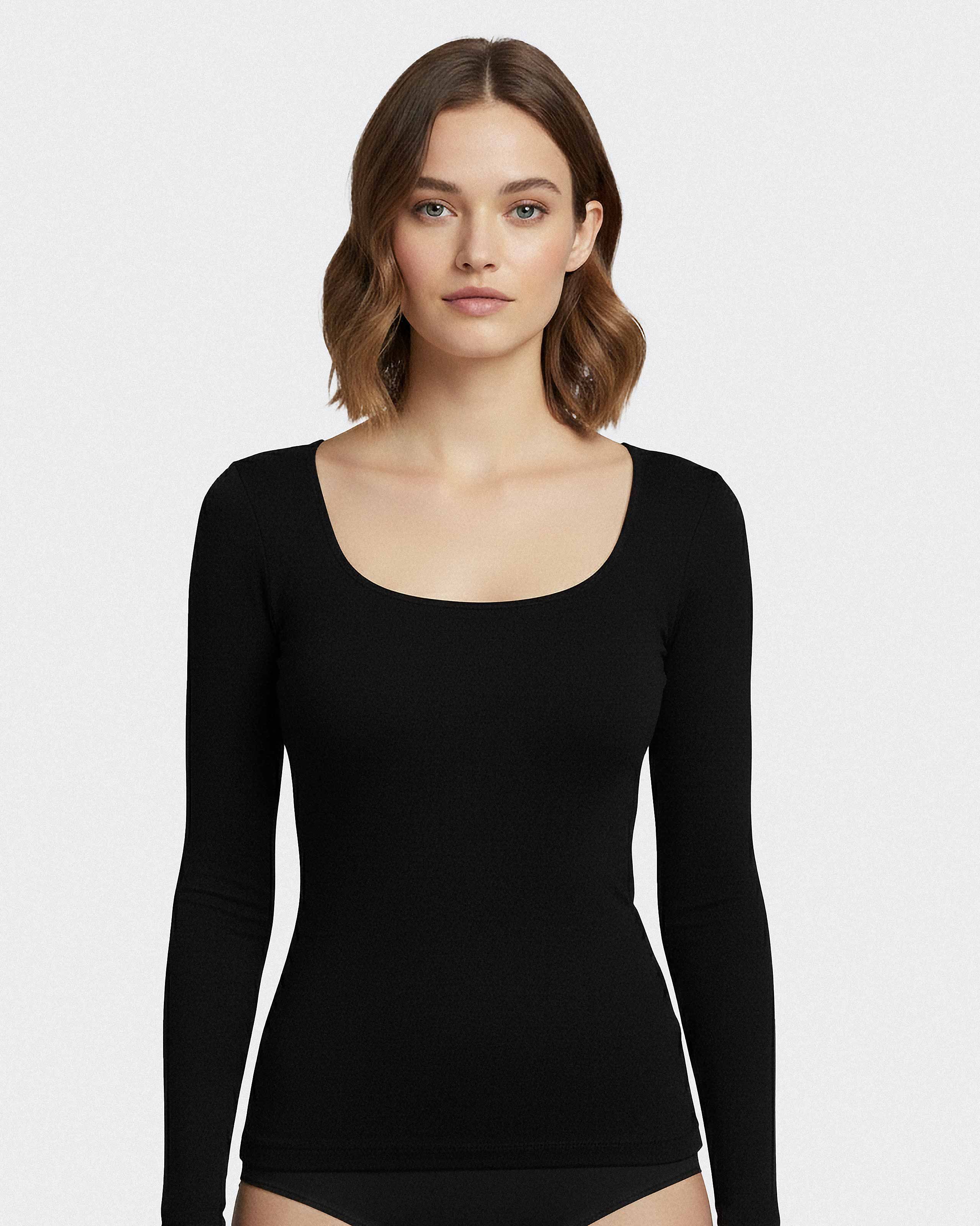 T-shirt long sleeves of woman in Wool Lyocell