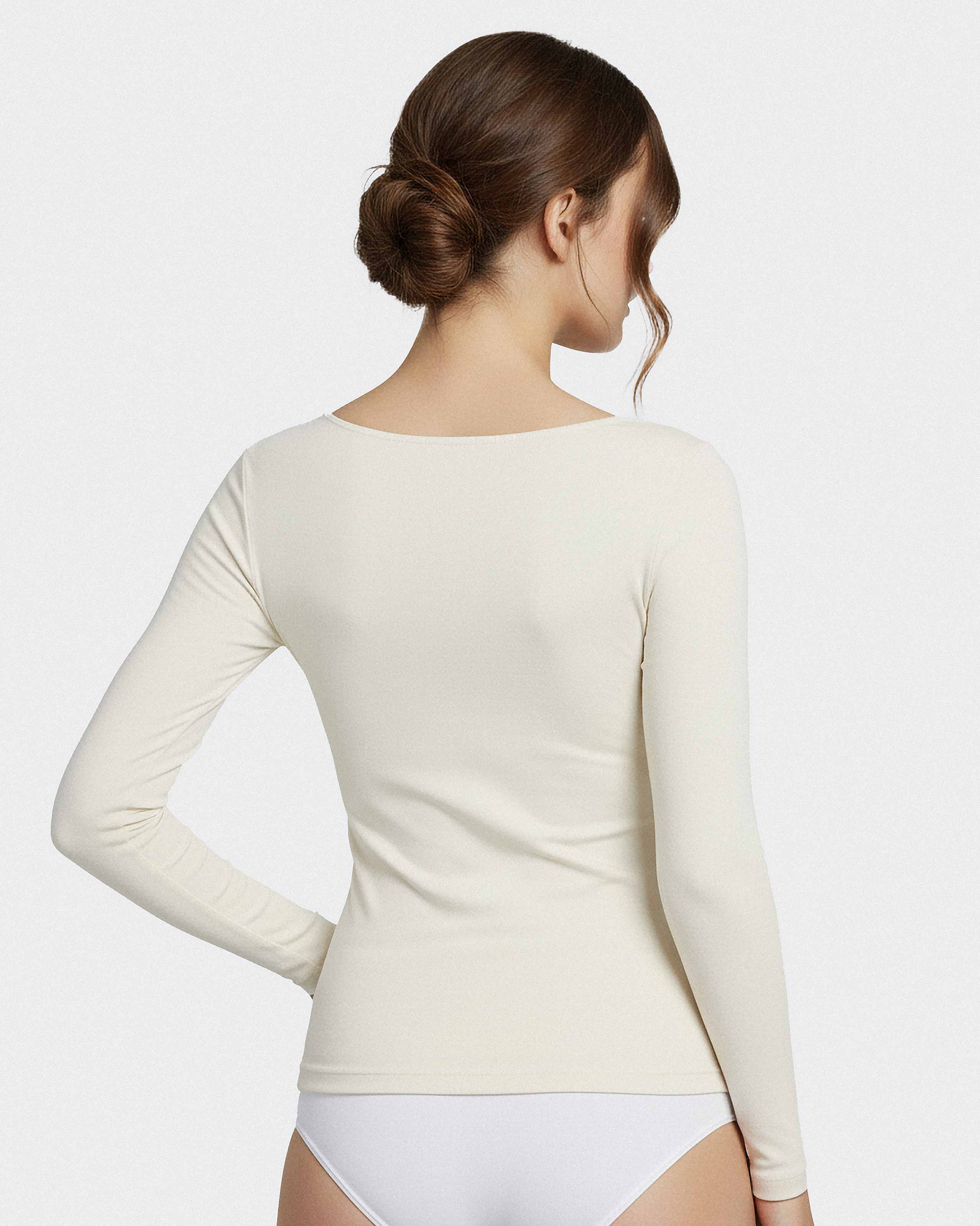 T-shirt long sleeves of woman in Wool Lyocell