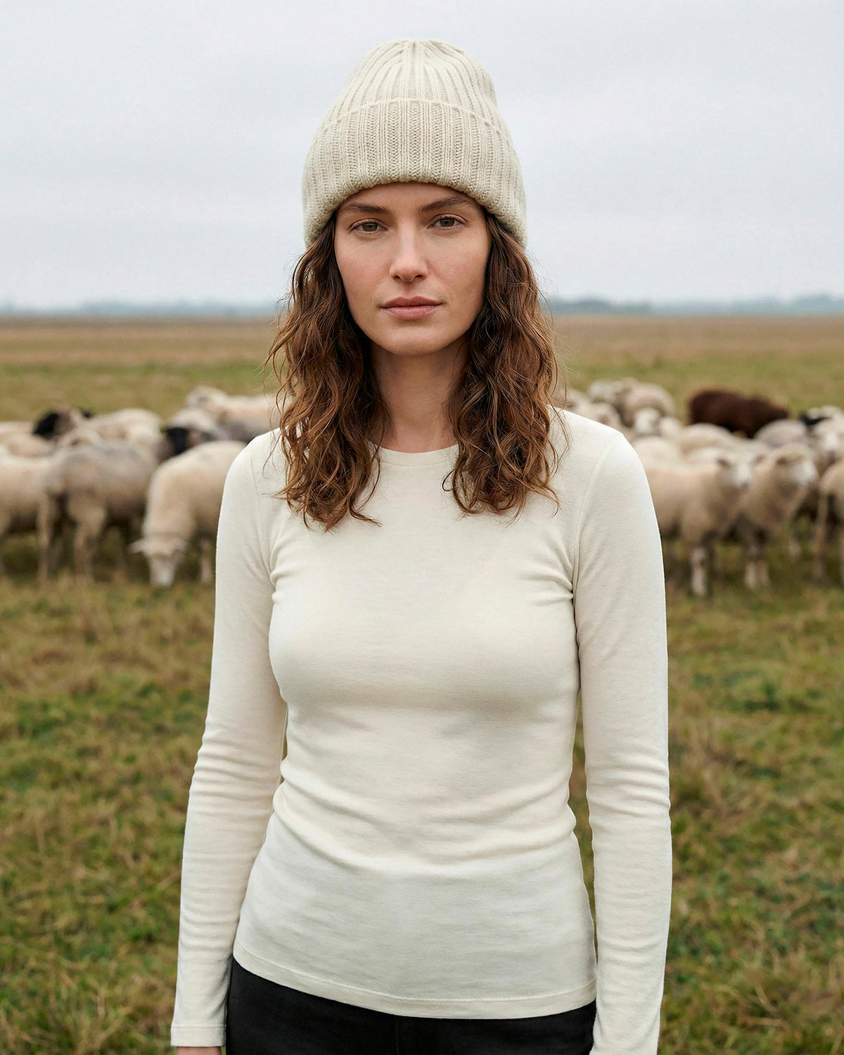 T-shirt long sleeves of woman in Wool Lyocell