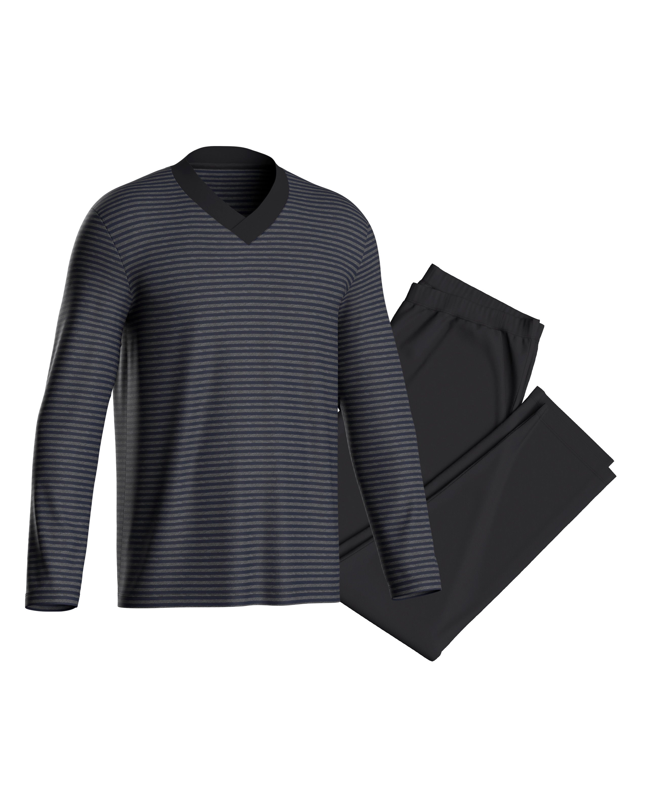 Pijama às riscas em Algodão