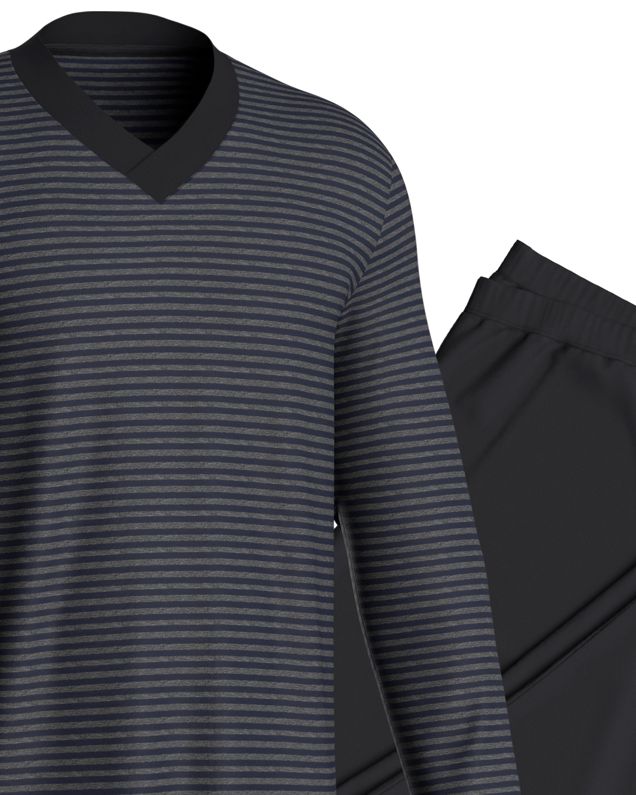 Pijama às riscas em Algodão