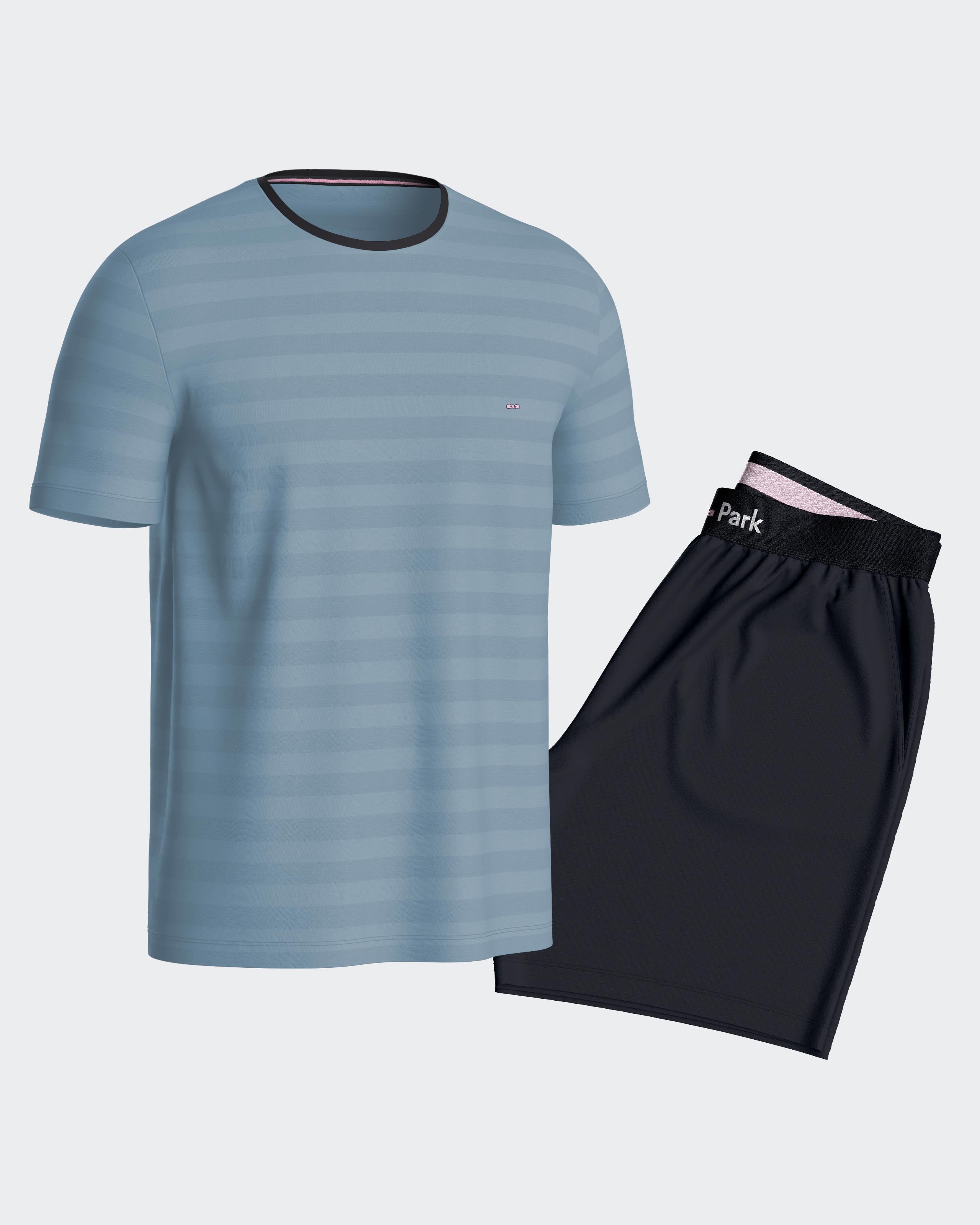 Pyjama court à rayures en coton