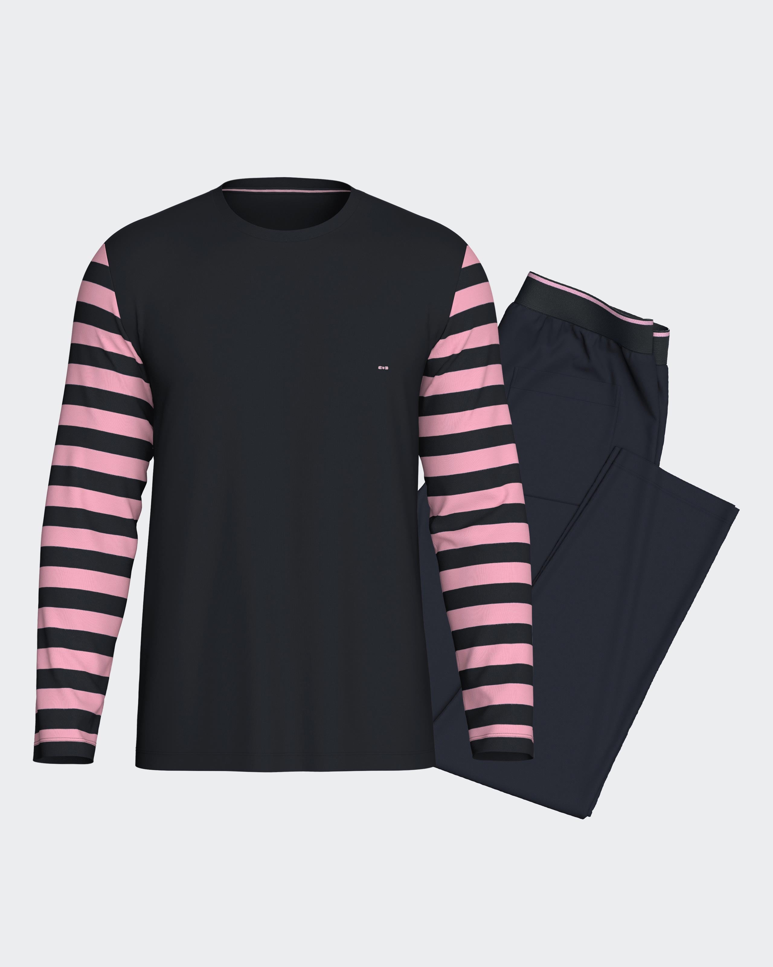 Pijama às riscas em Algodão