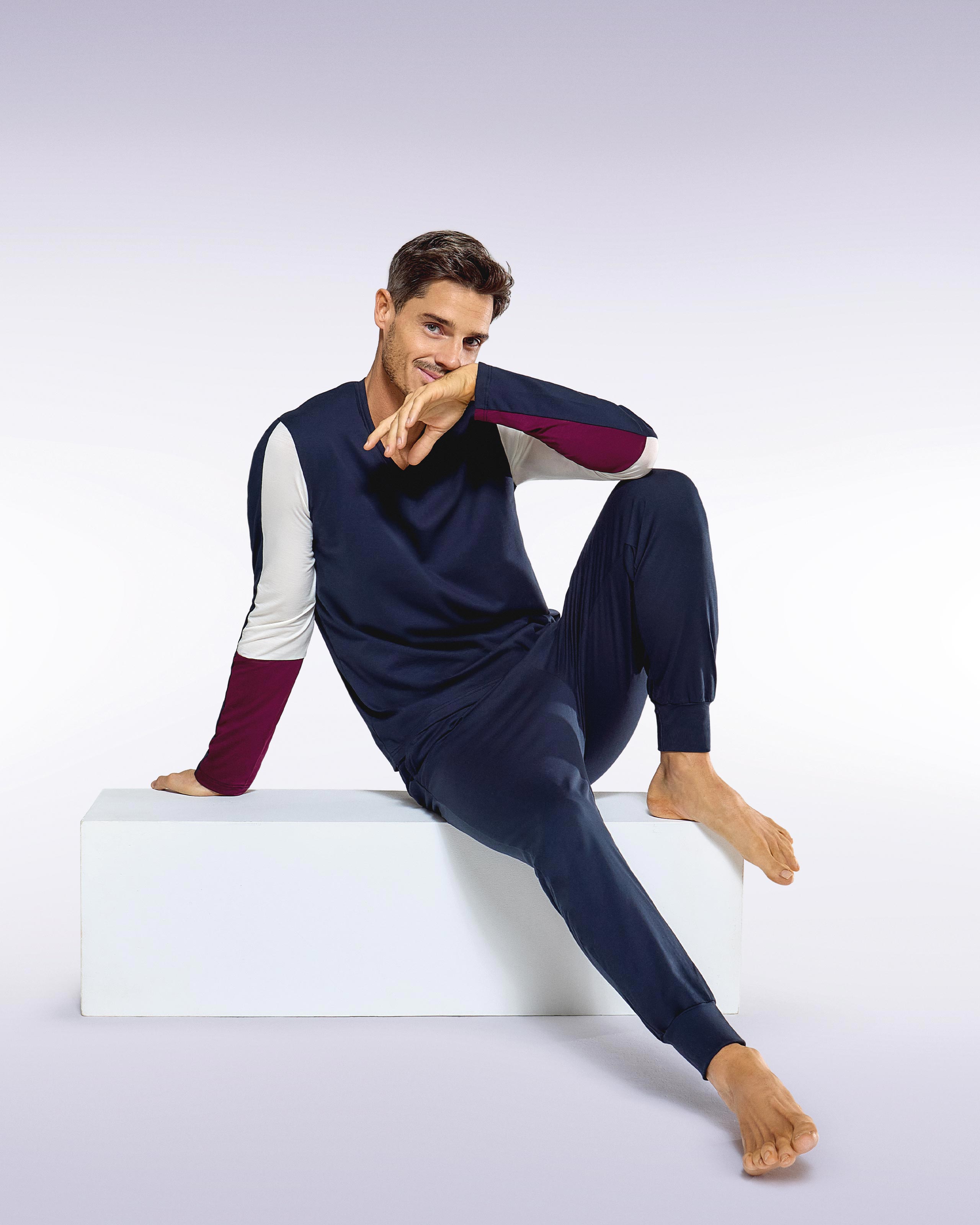 Pijama colorblock em Algodão