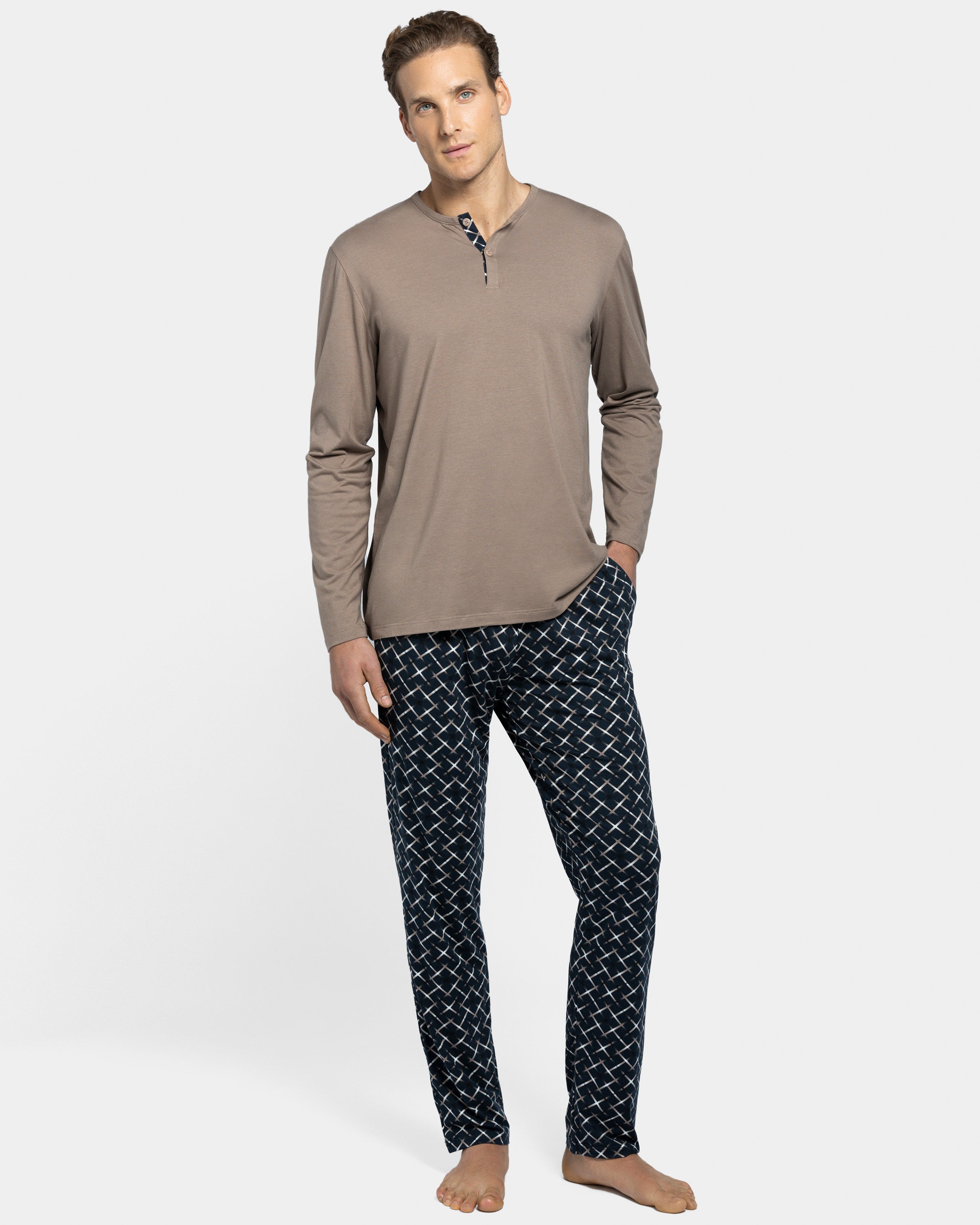 Long Sleeve Pyjama in Cotton-Modal