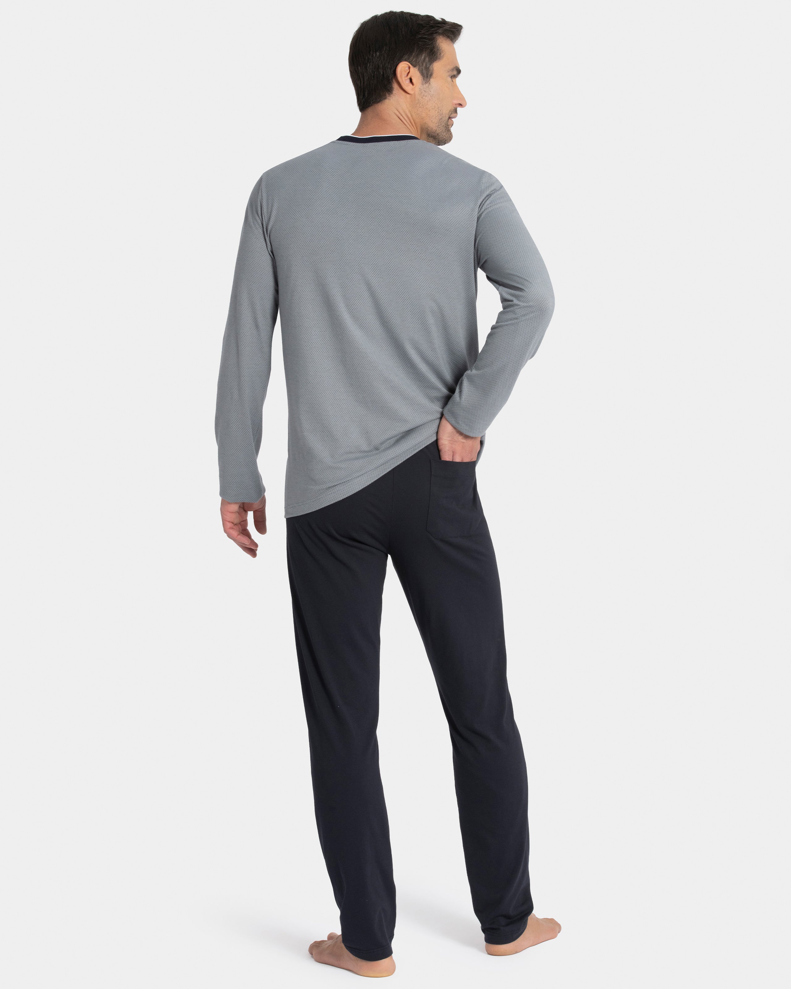 Pijama largo de hombre en Algodón