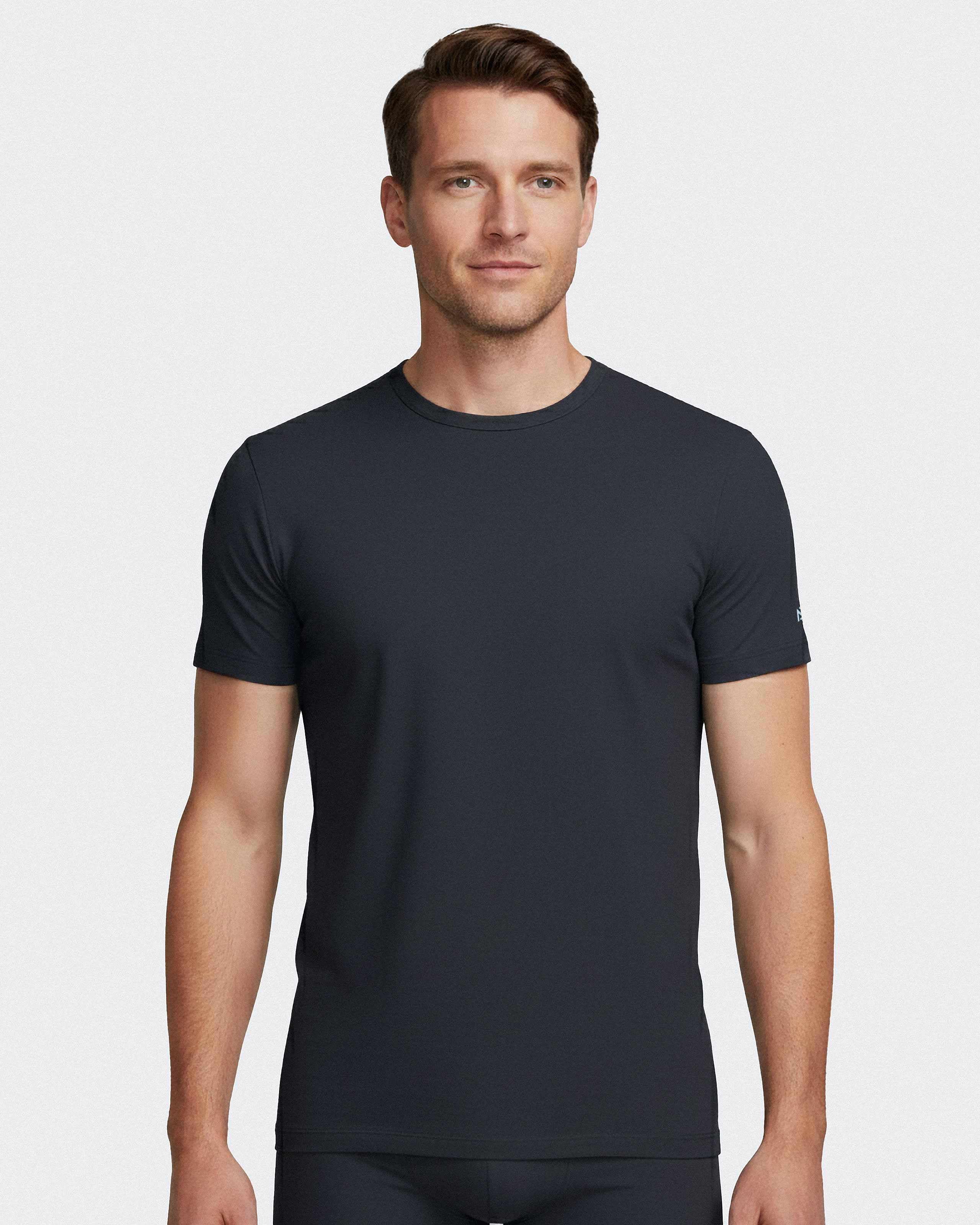 Kortærmet T-shirt i lyocell og bomuld