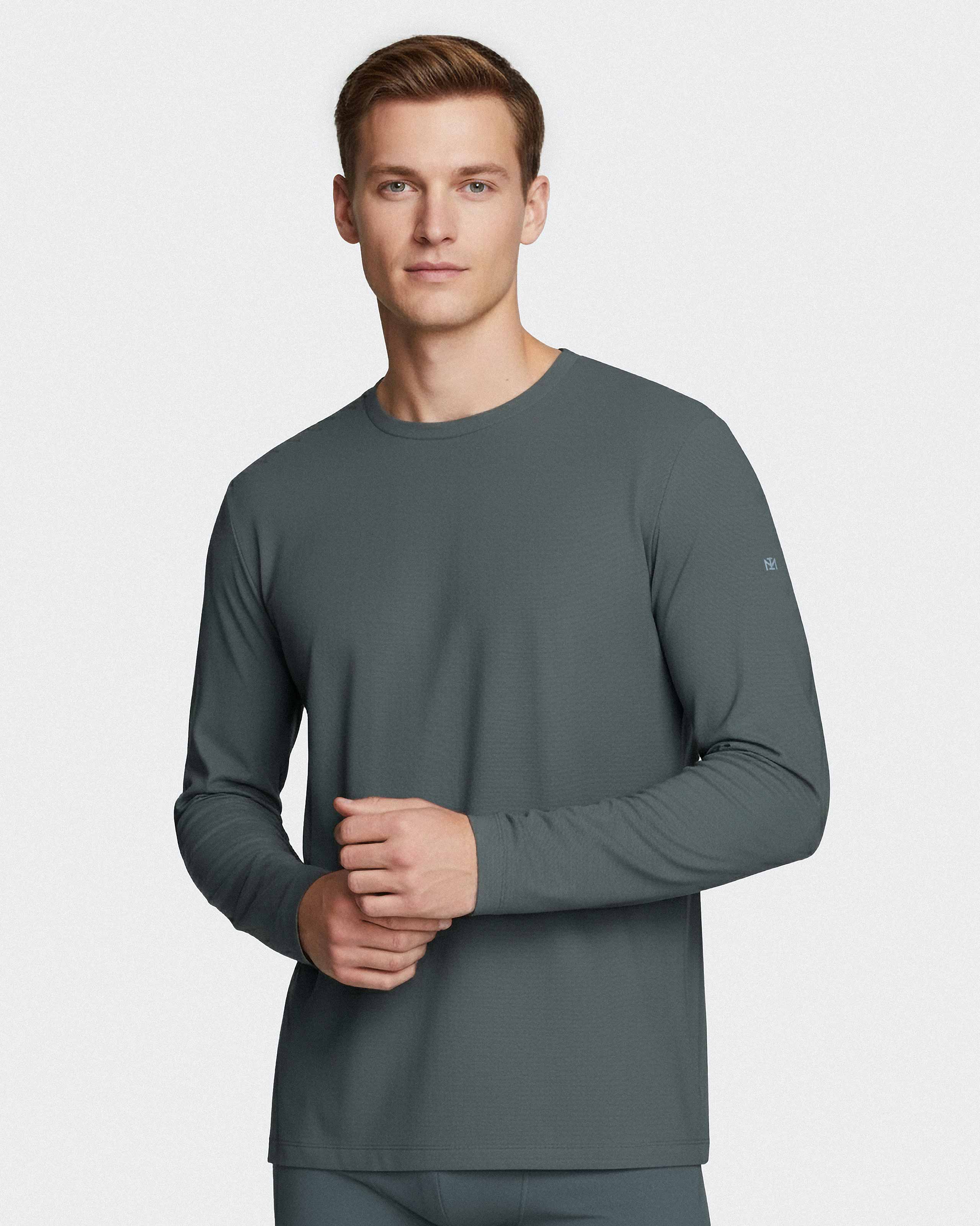 Langærmet T-shirt i lyocell og bomuld