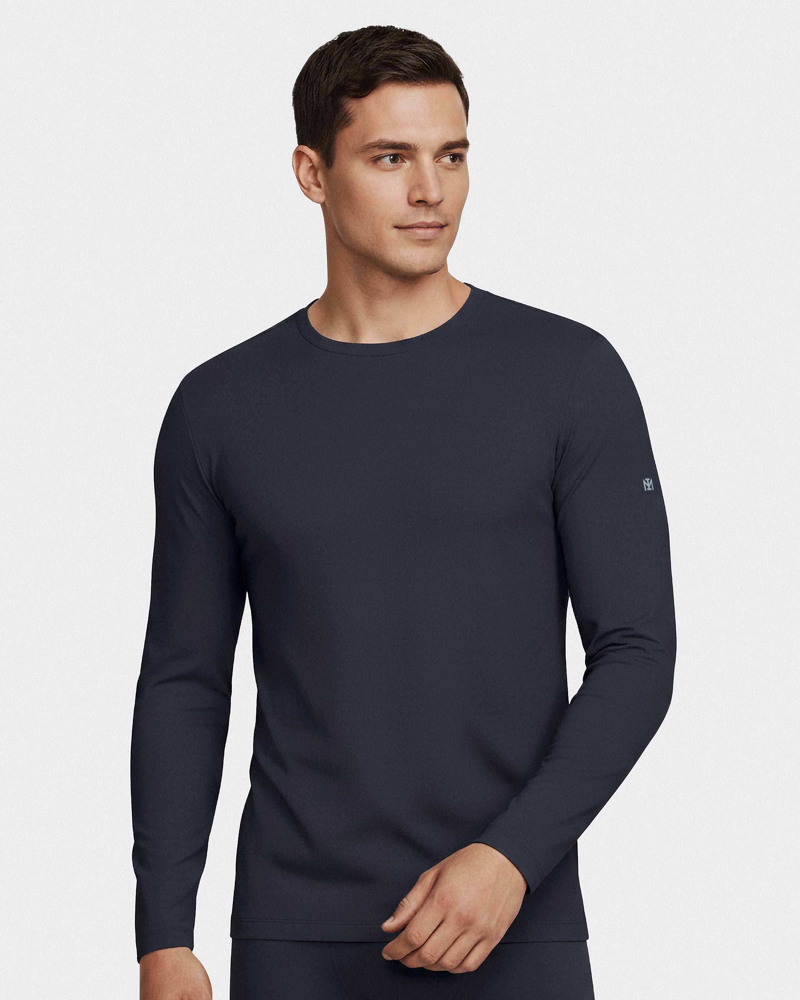 Langærmet T-shirt i lyocell og bomuld