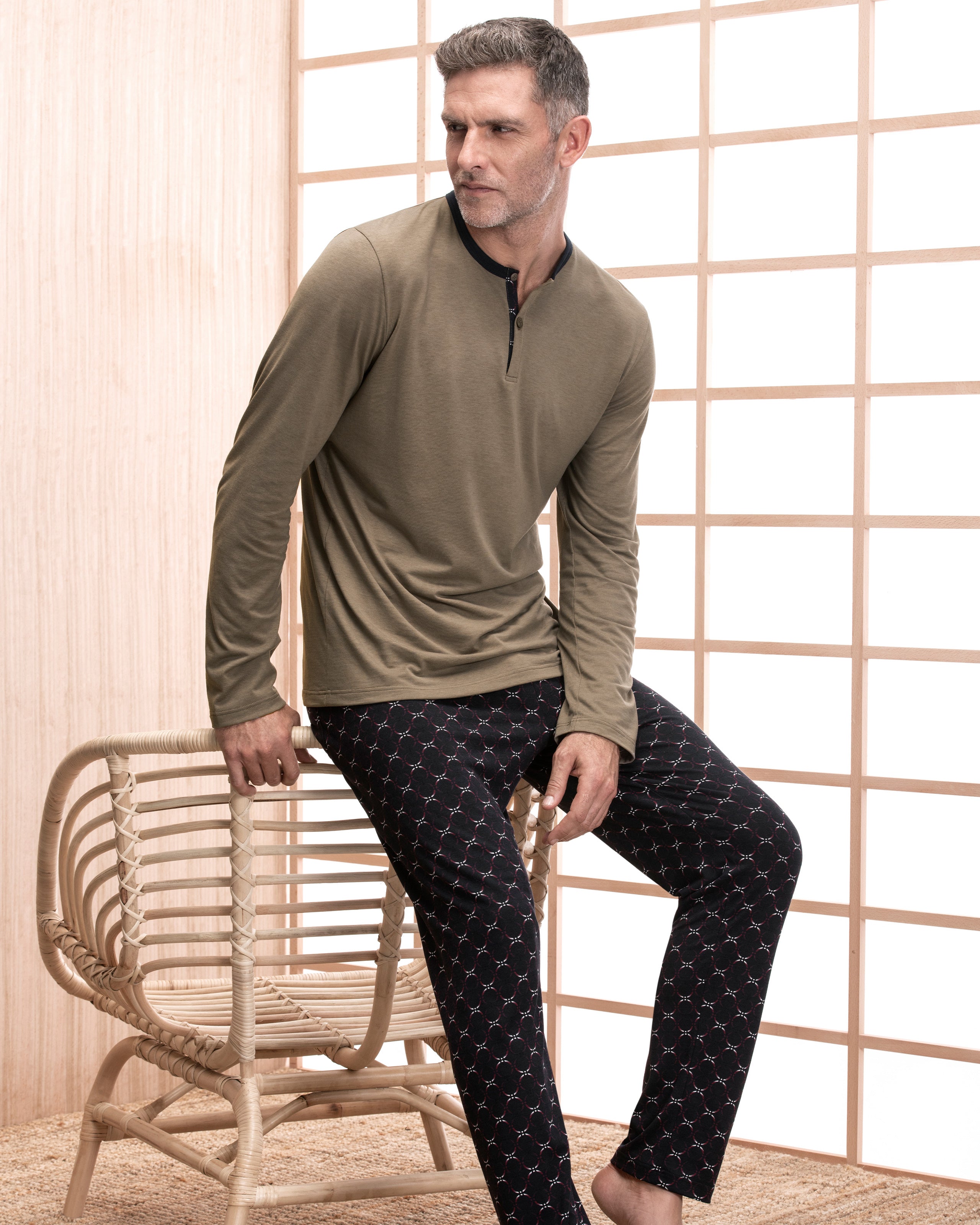 Pijama de homem estampado em Algodão Lyocell