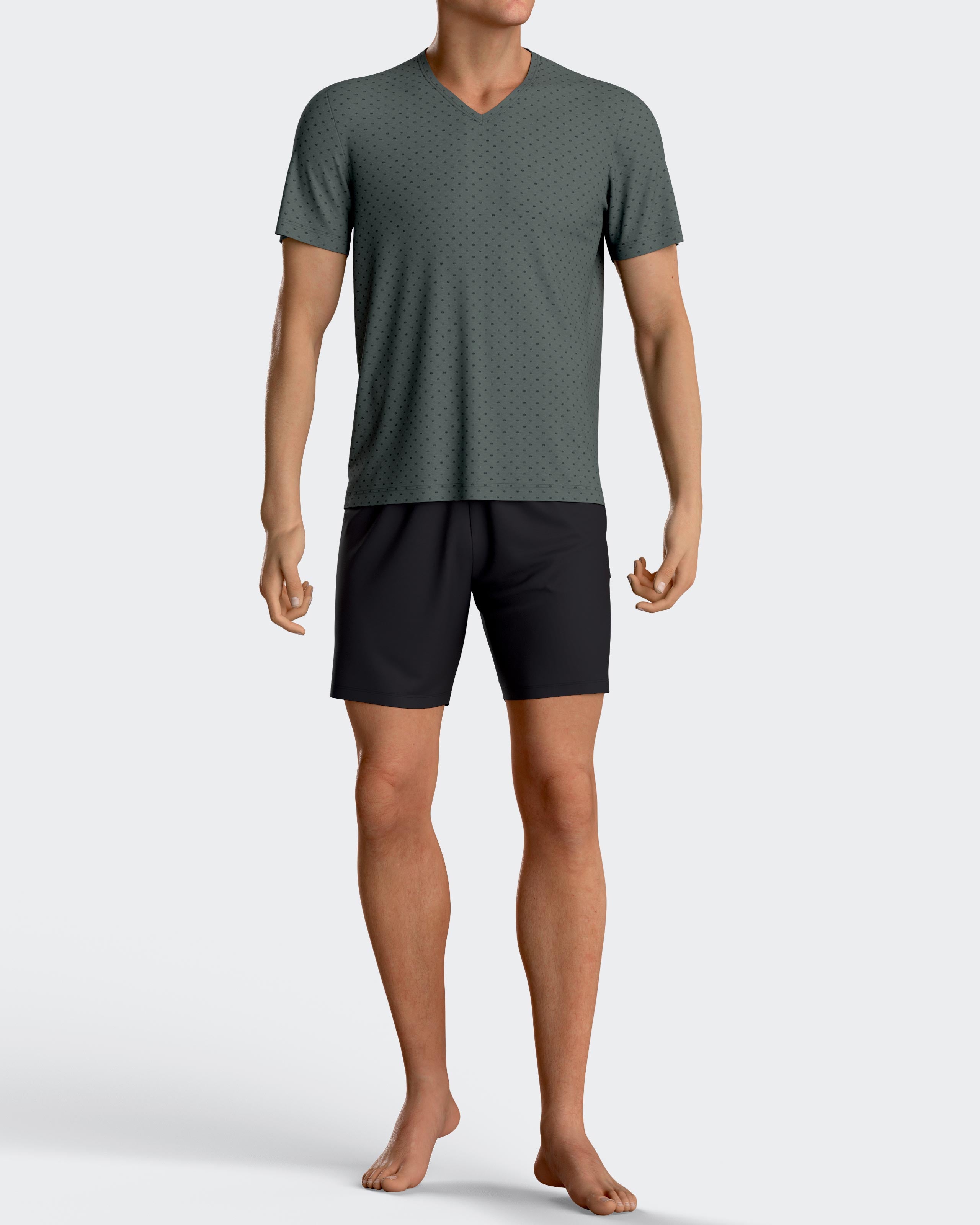 Pijama curto de homem em Algodão Modal