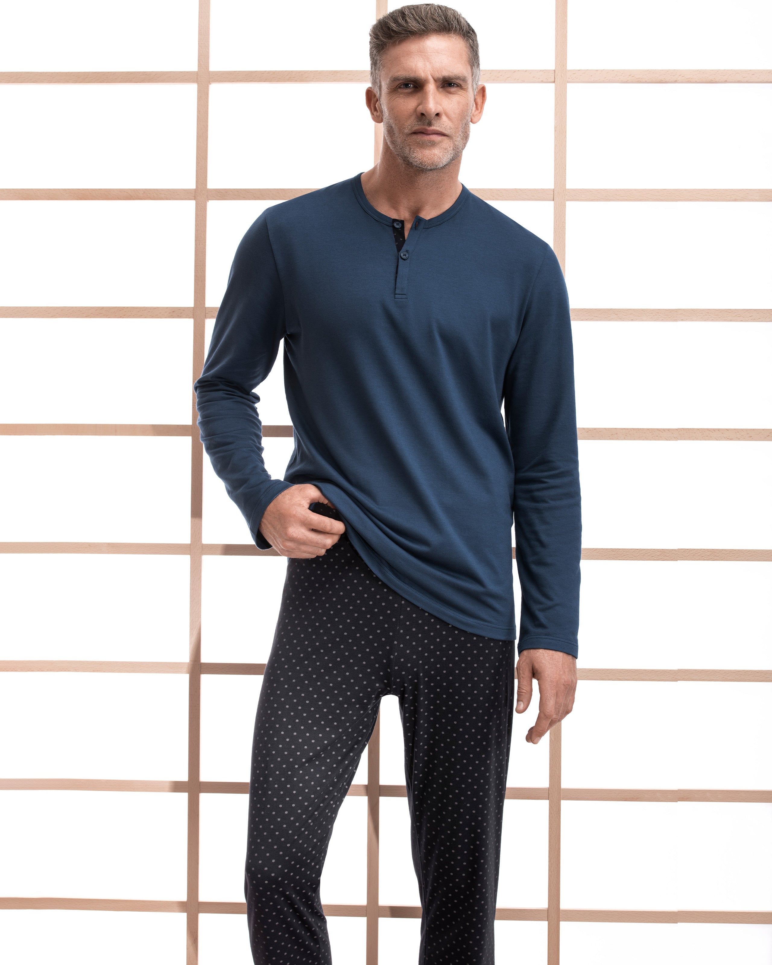 Pijama de homem estampado em Algodão Modal