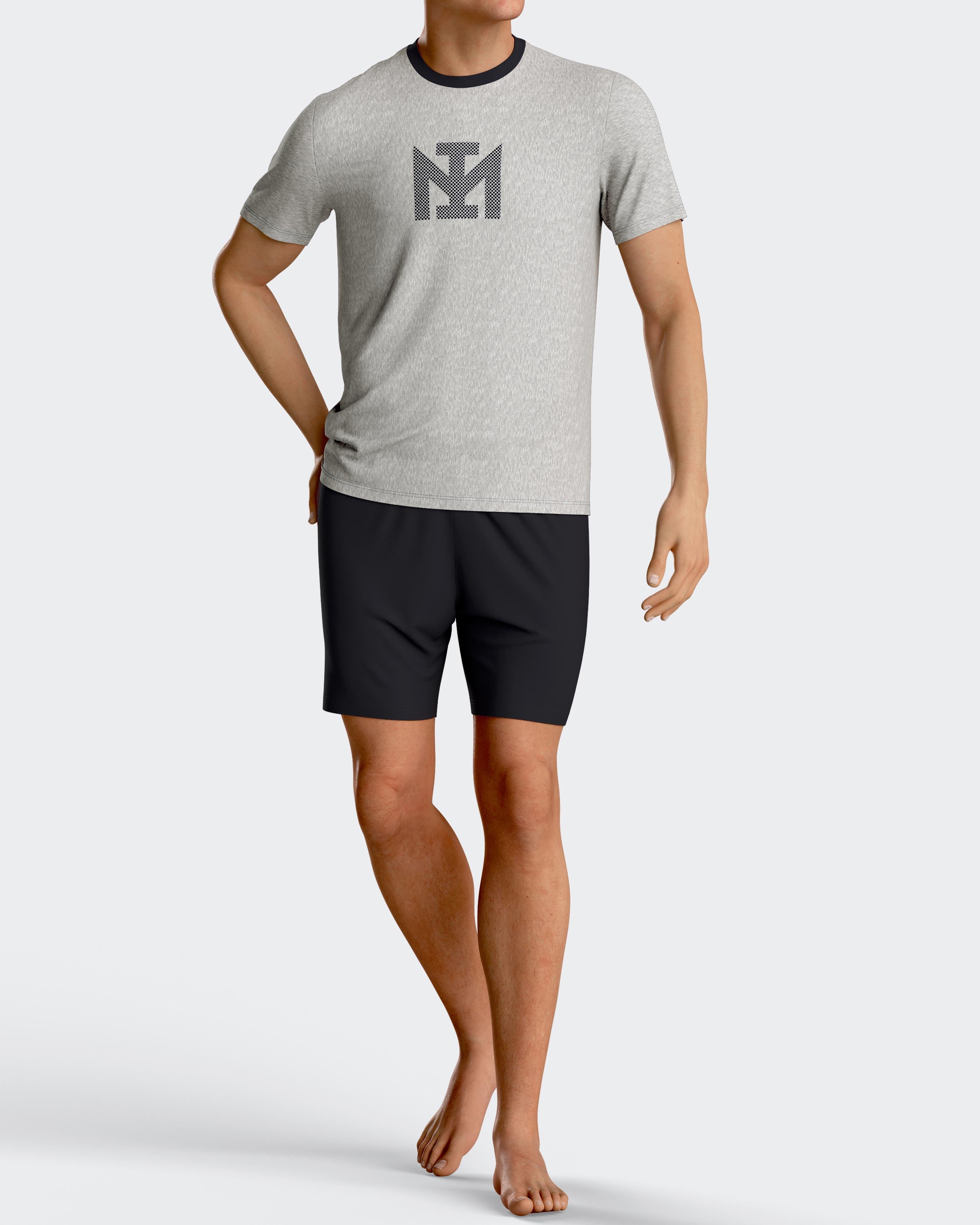 Pijama curto de homem em Algodão