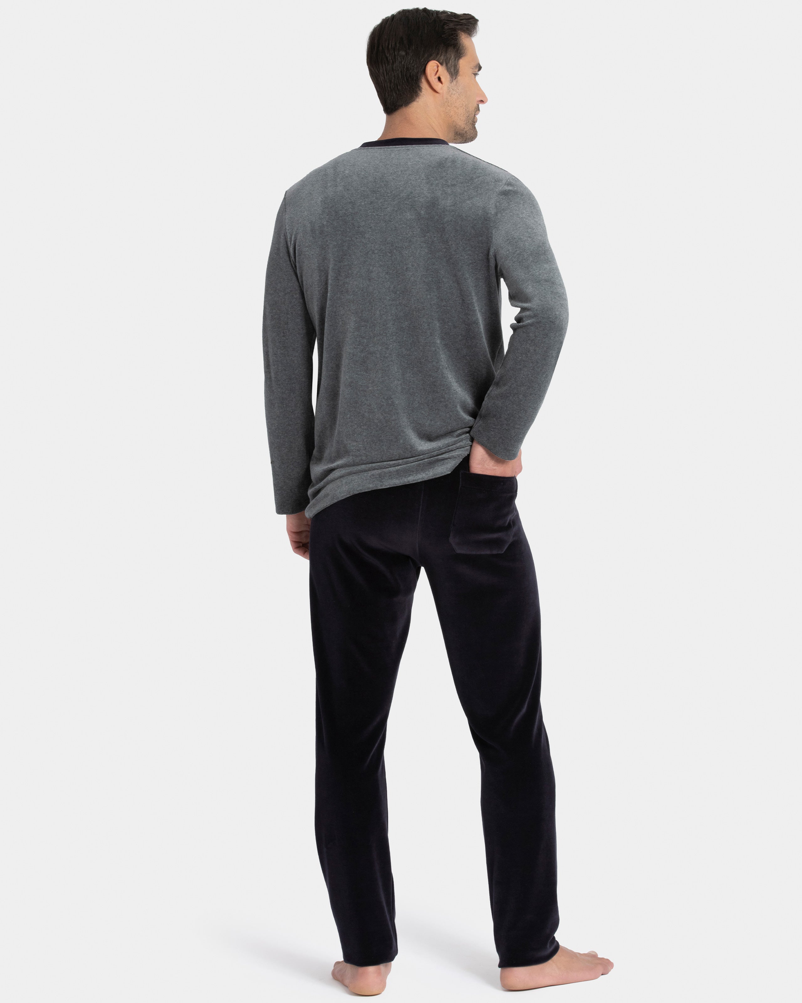 Pijama de punto terciopelo de hombre