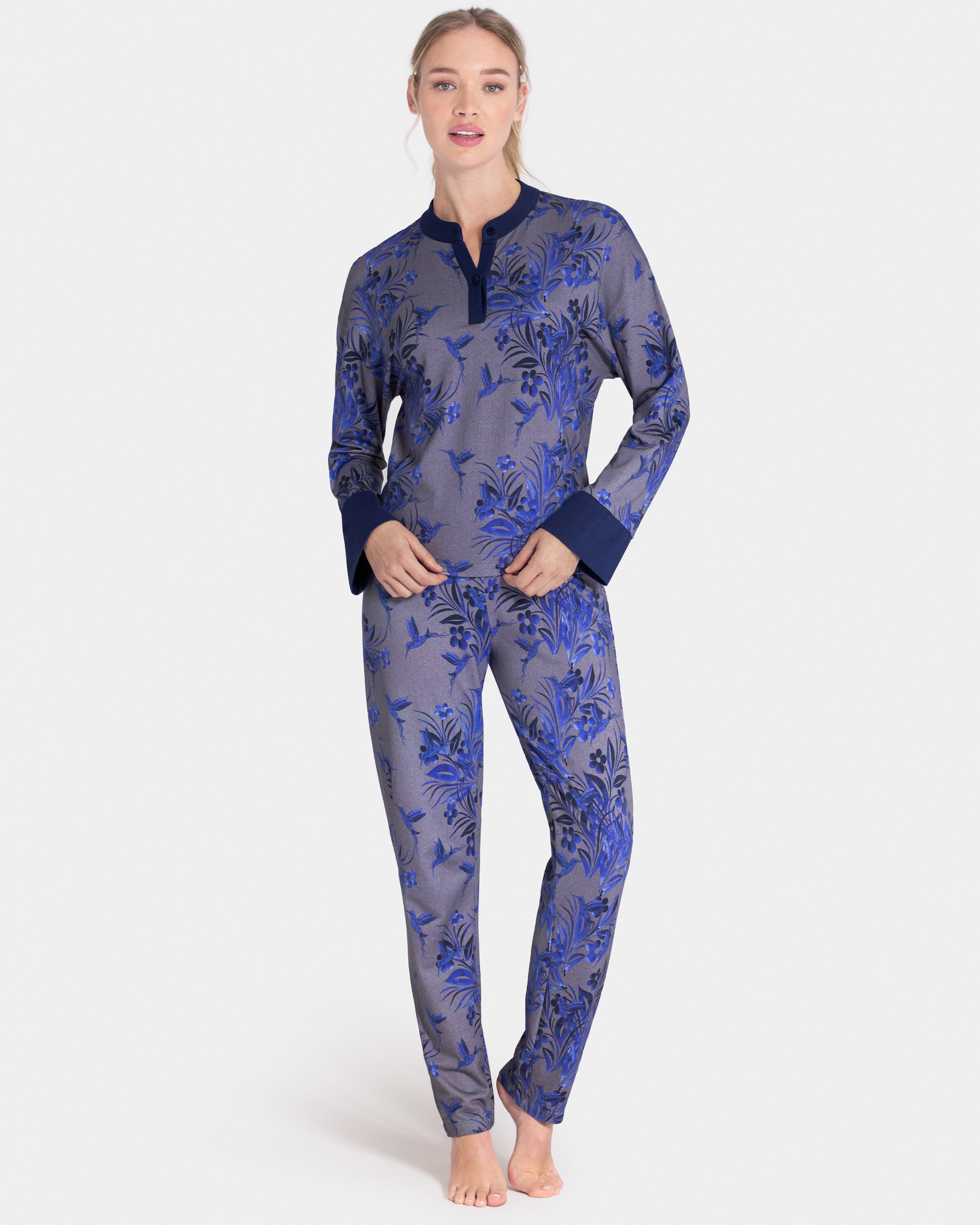 Pyjama longue à motif floral en modal