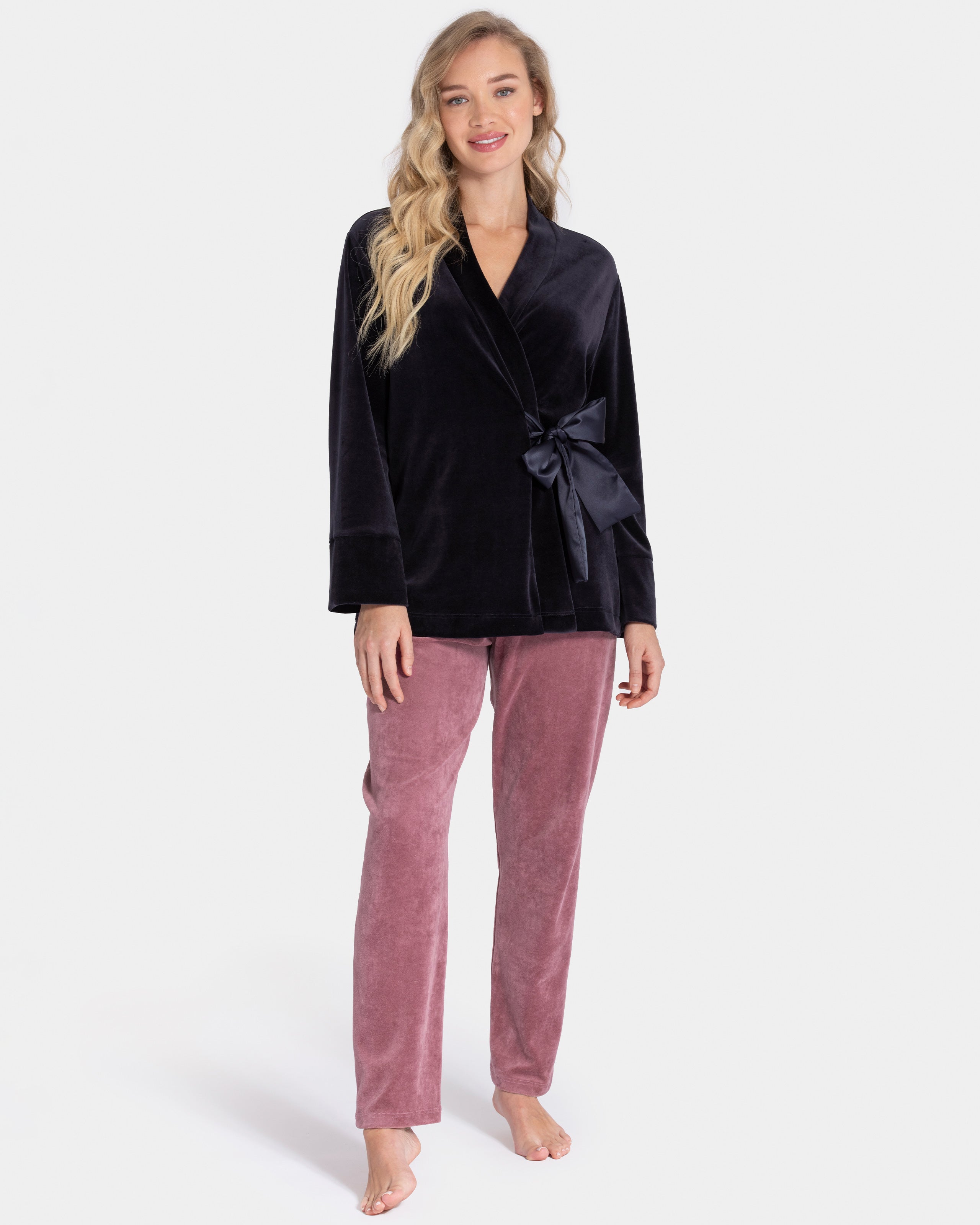 Peignoir en Velours avec ruban