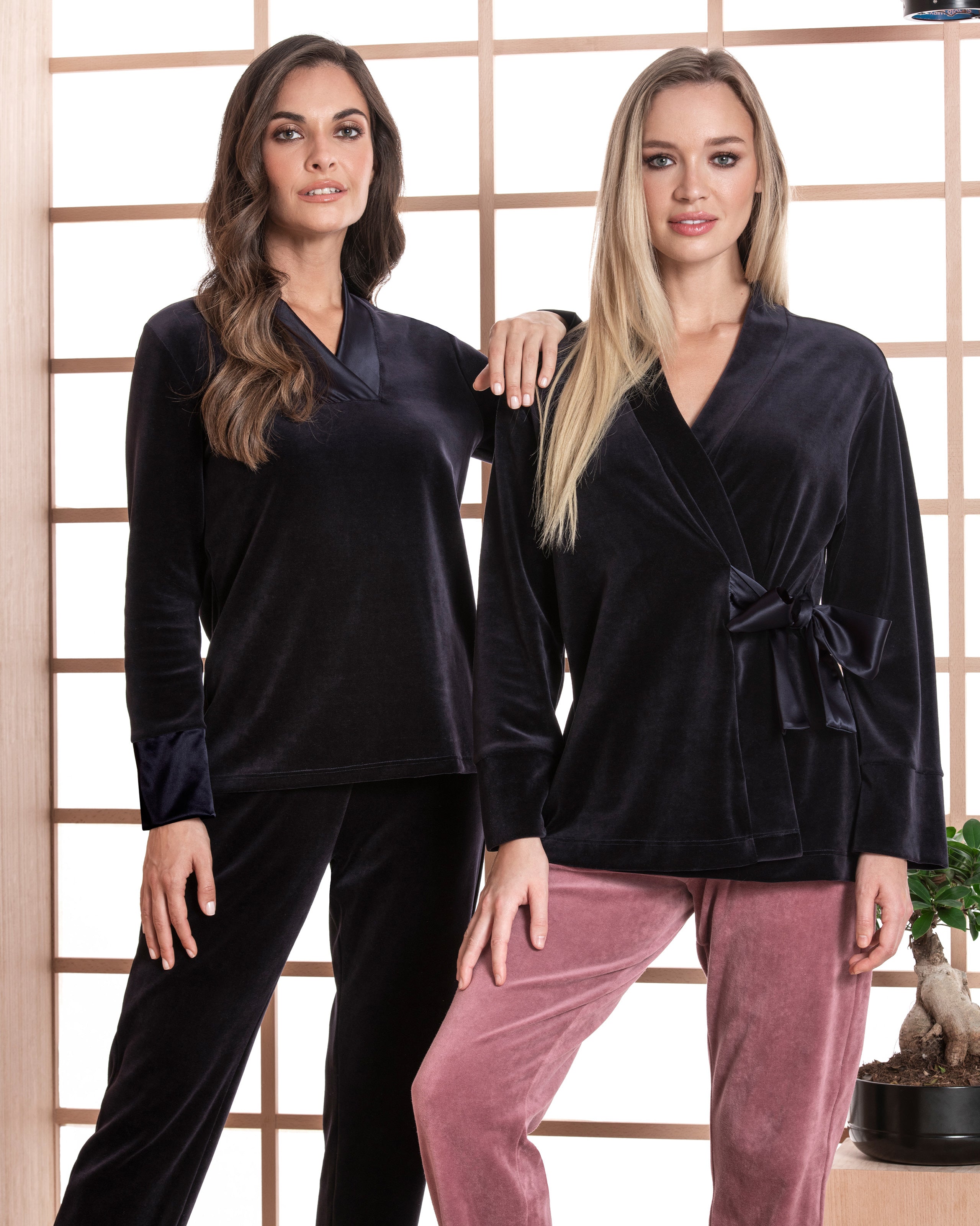 Peignoir en Velours avec ruban