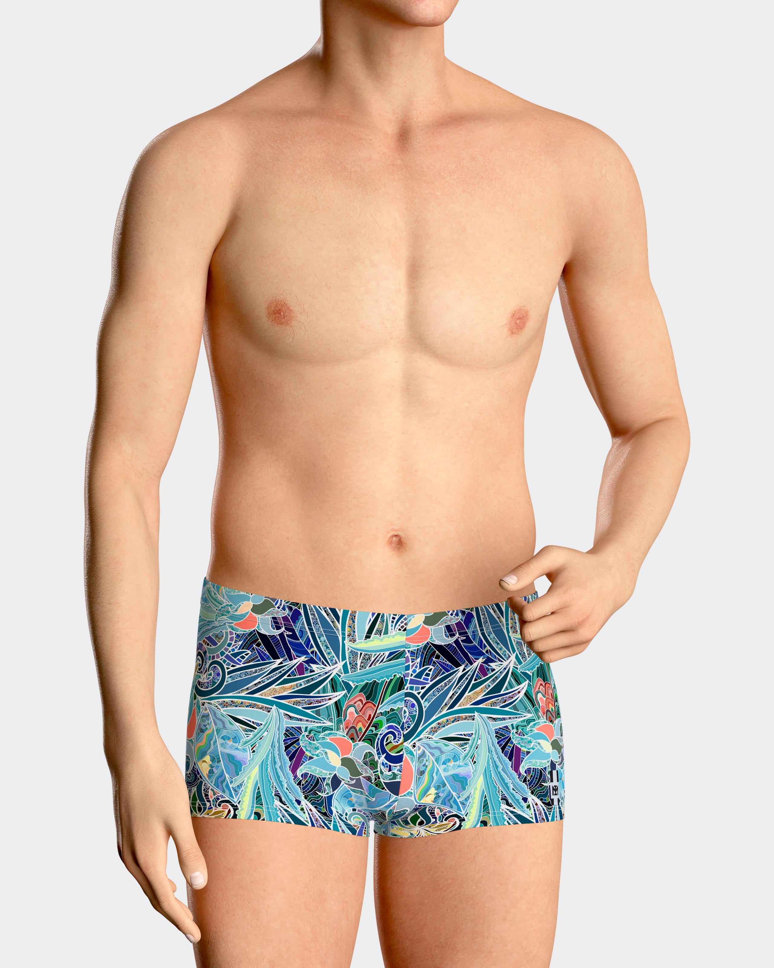 Boxer de banho estampado tropical