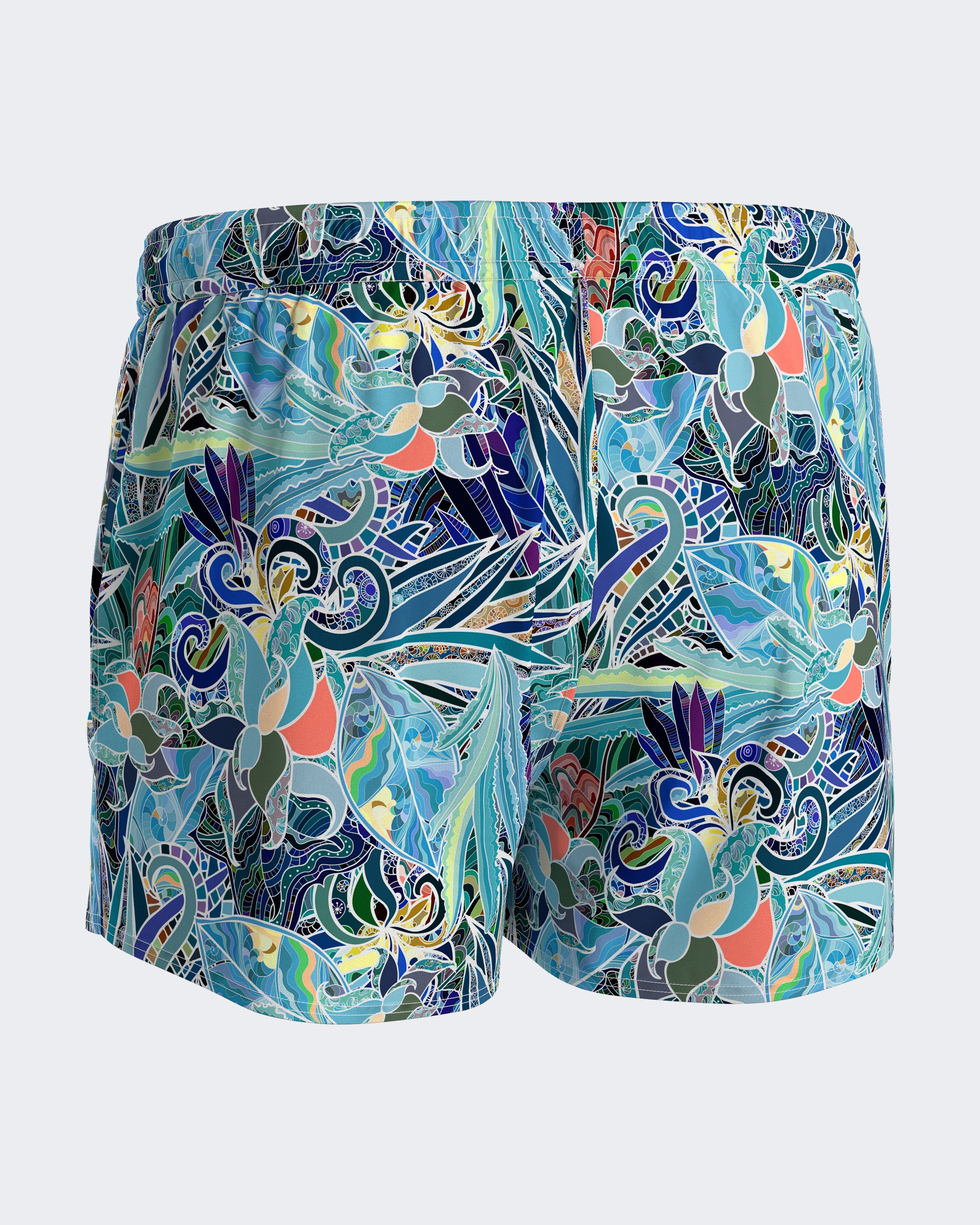 Short de bain court imprimé tropicale