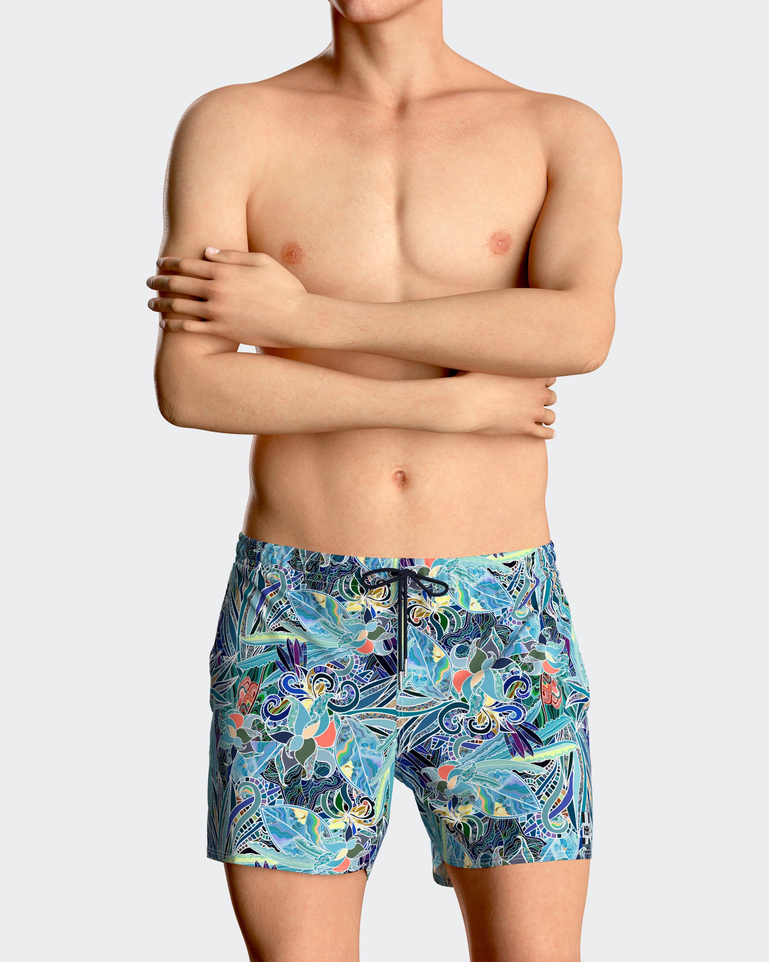 Short de bain imprimé tropicale