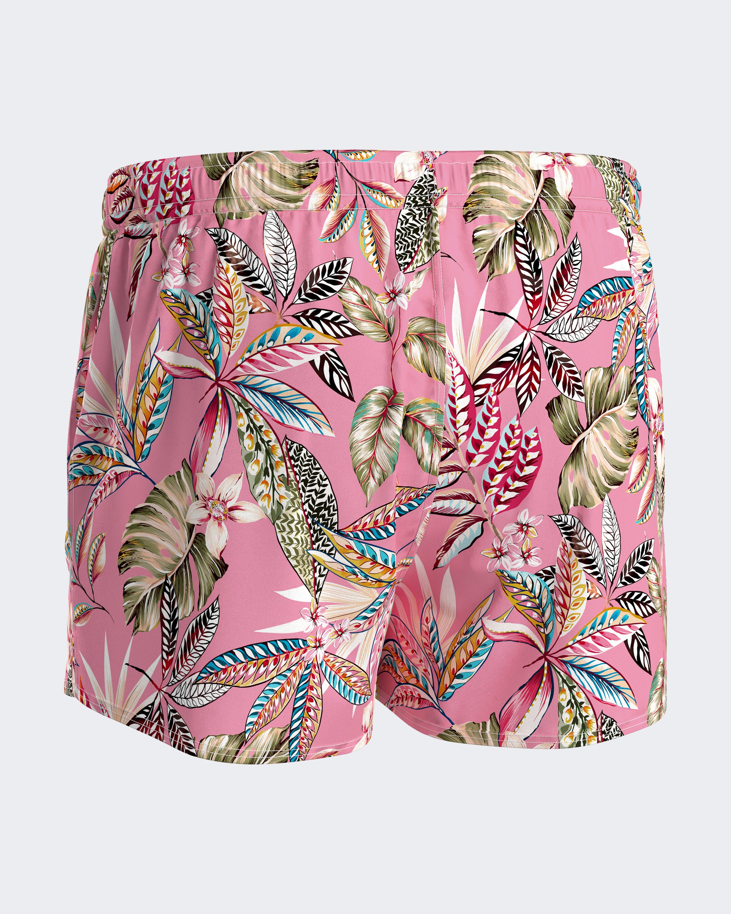 Short de bain court imprimé exotique