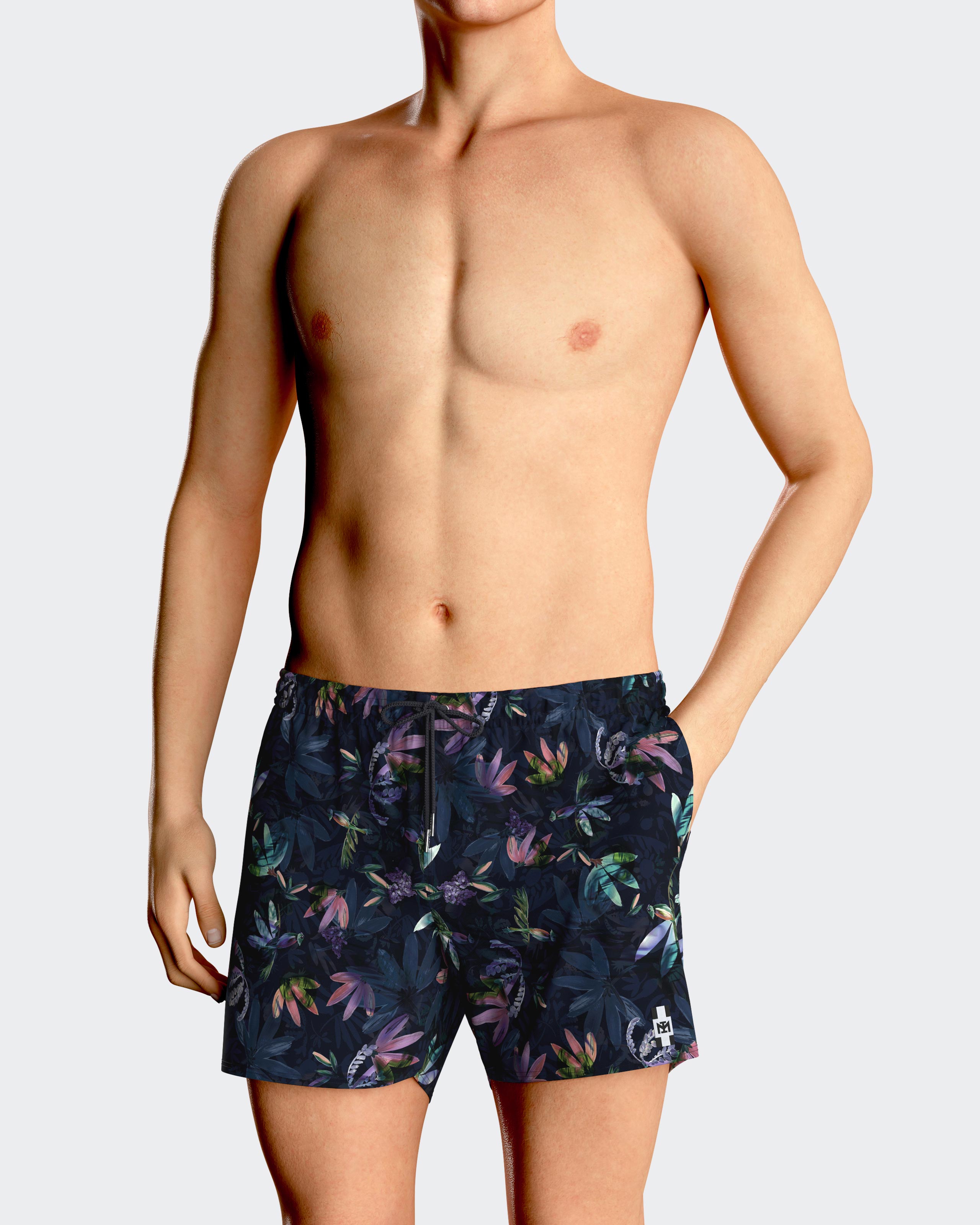 Short de bain imprimé tropicale