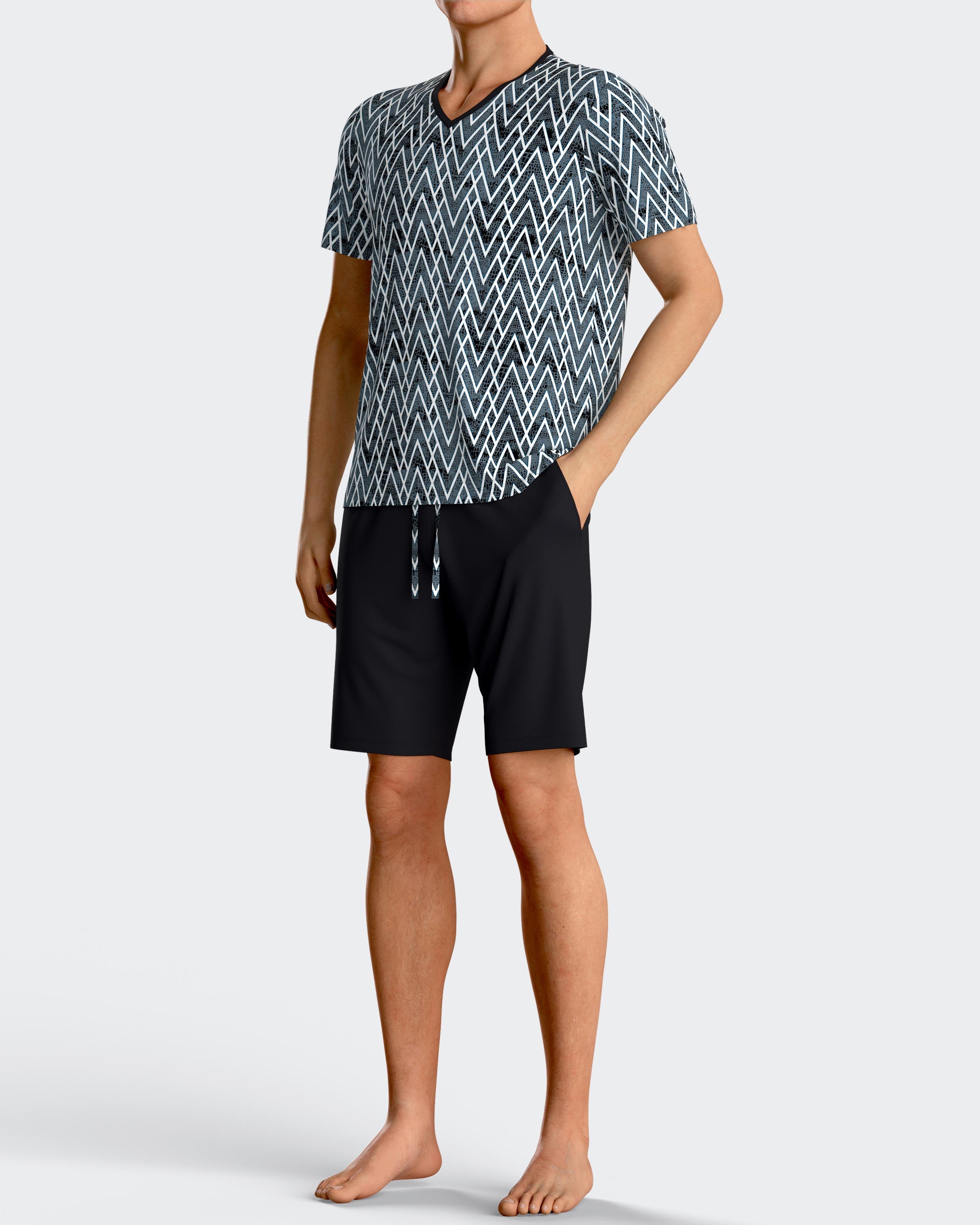 Pijama de hombre estampado en Lyocell