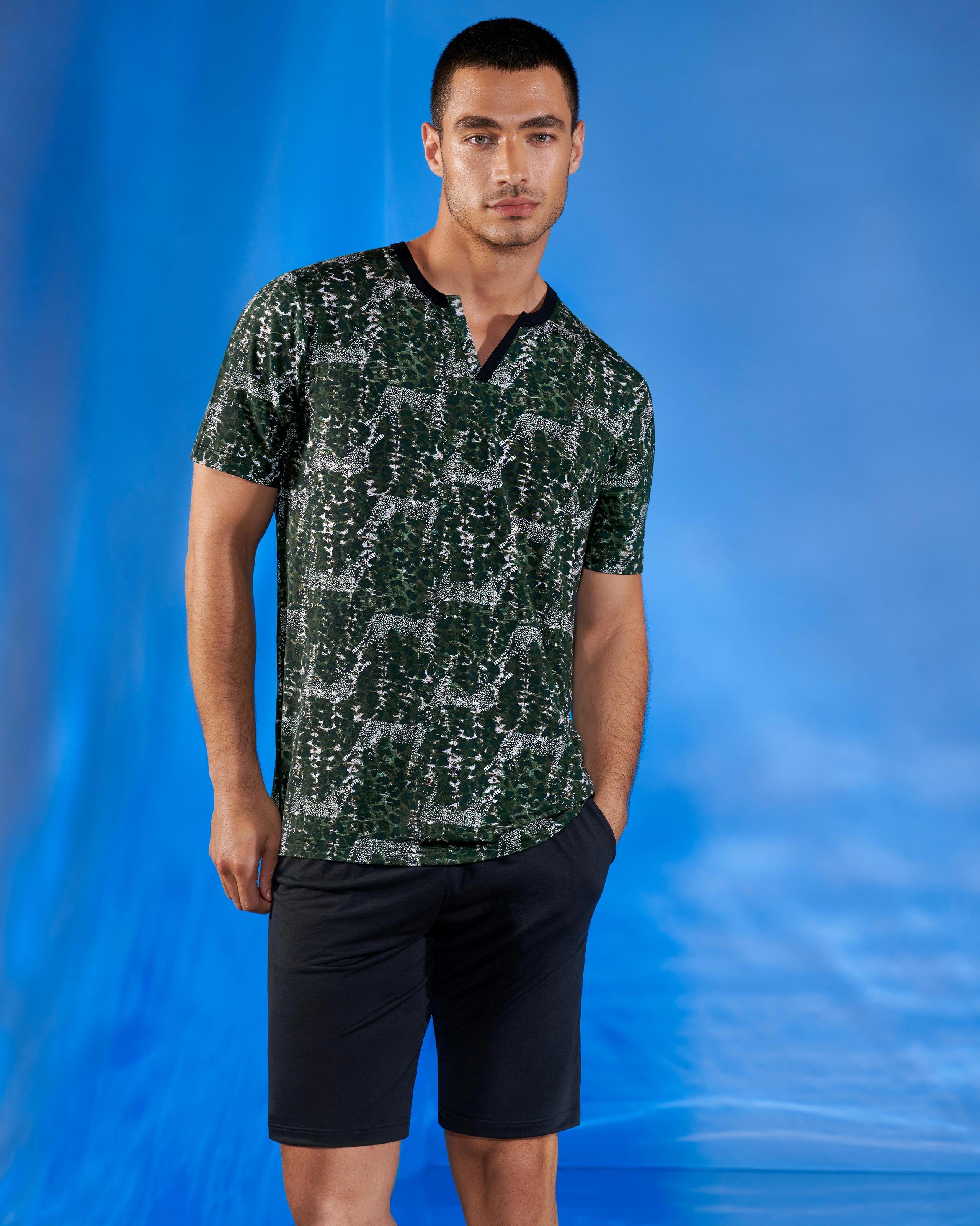 Pijama de hombre estampado en Lyocell