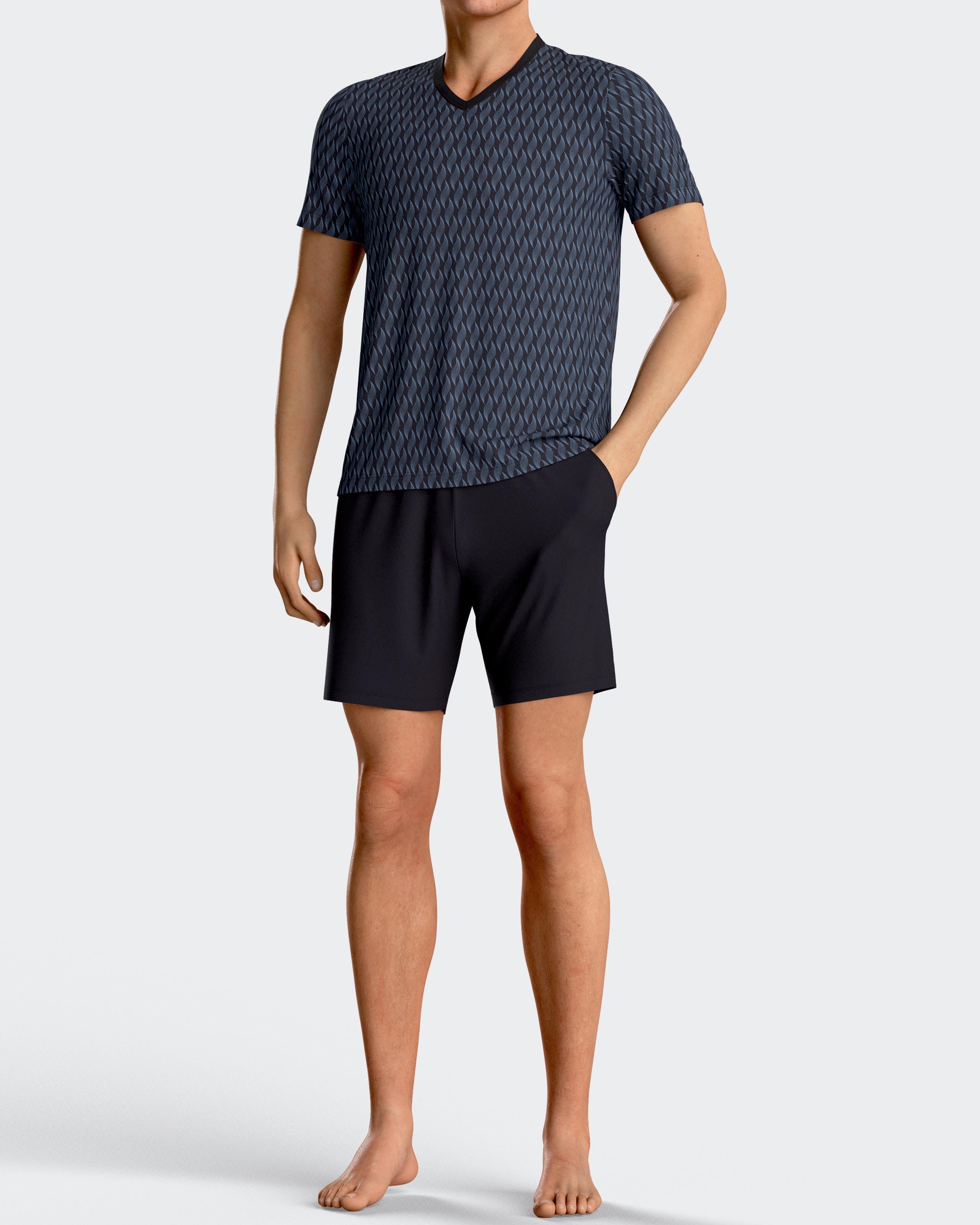 Pijama curto de homem em Lyocell