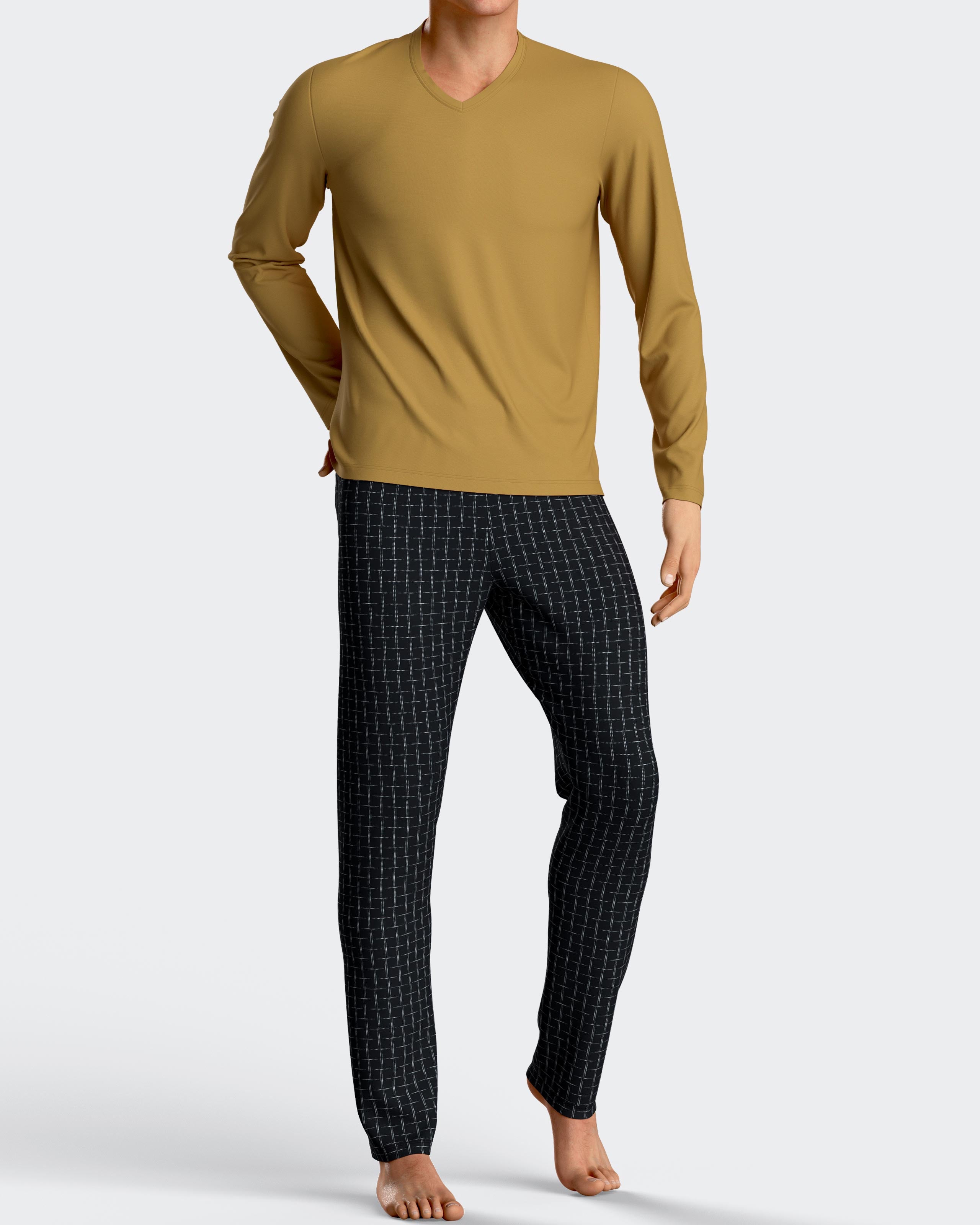 Pijama largo de hombre en Algodón