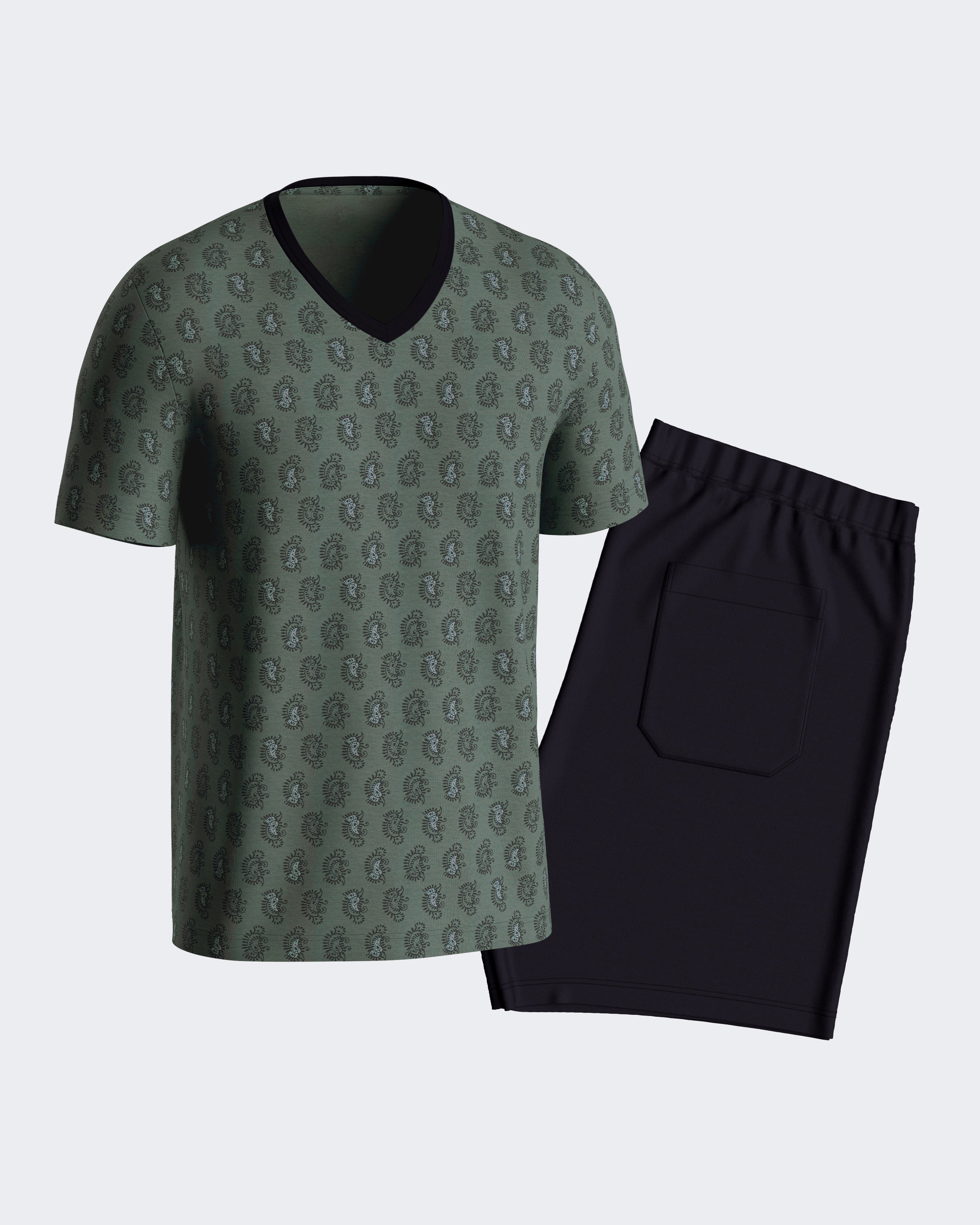 Pijama curto de homem em Lyocell