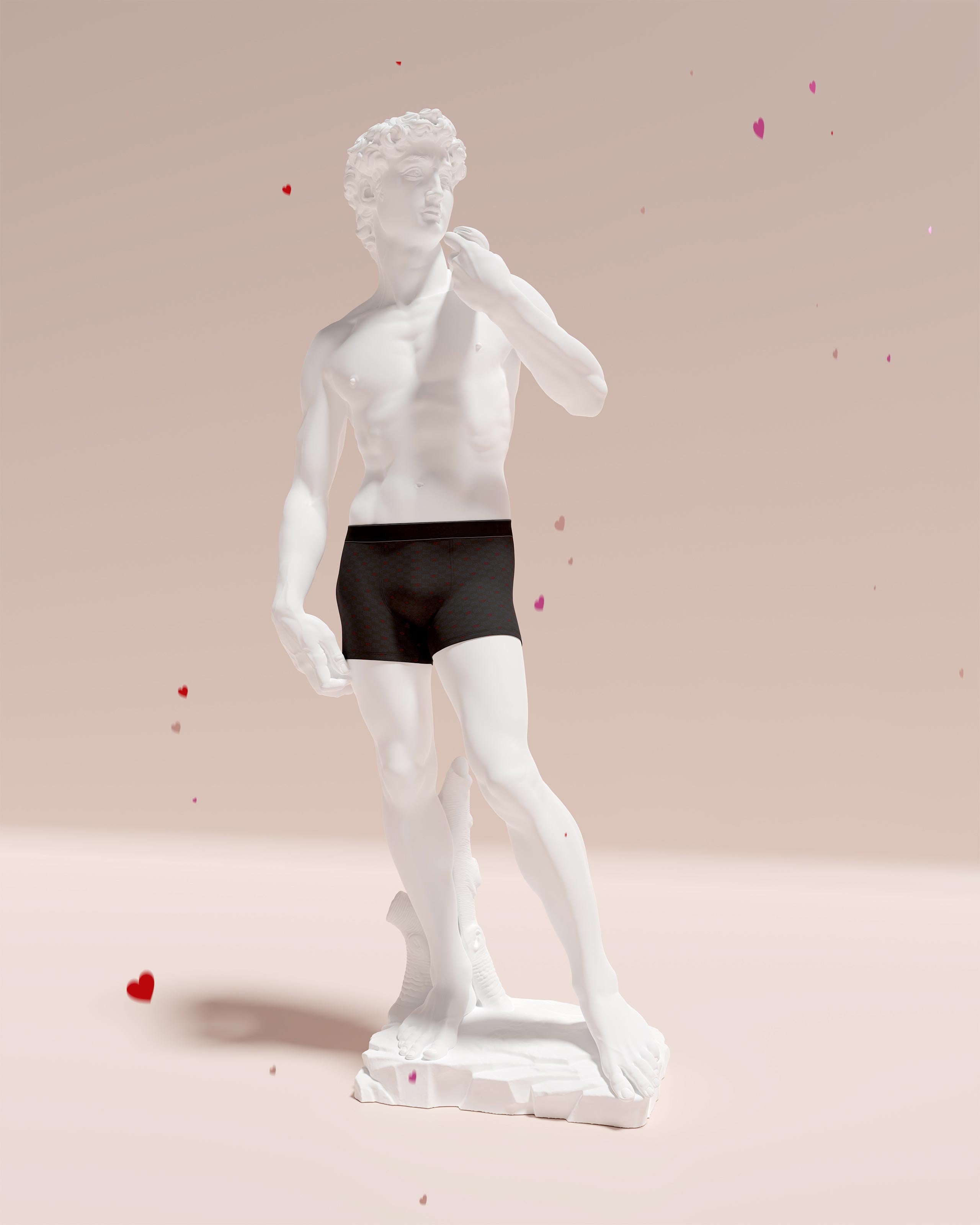 Man's boxer with hearts print