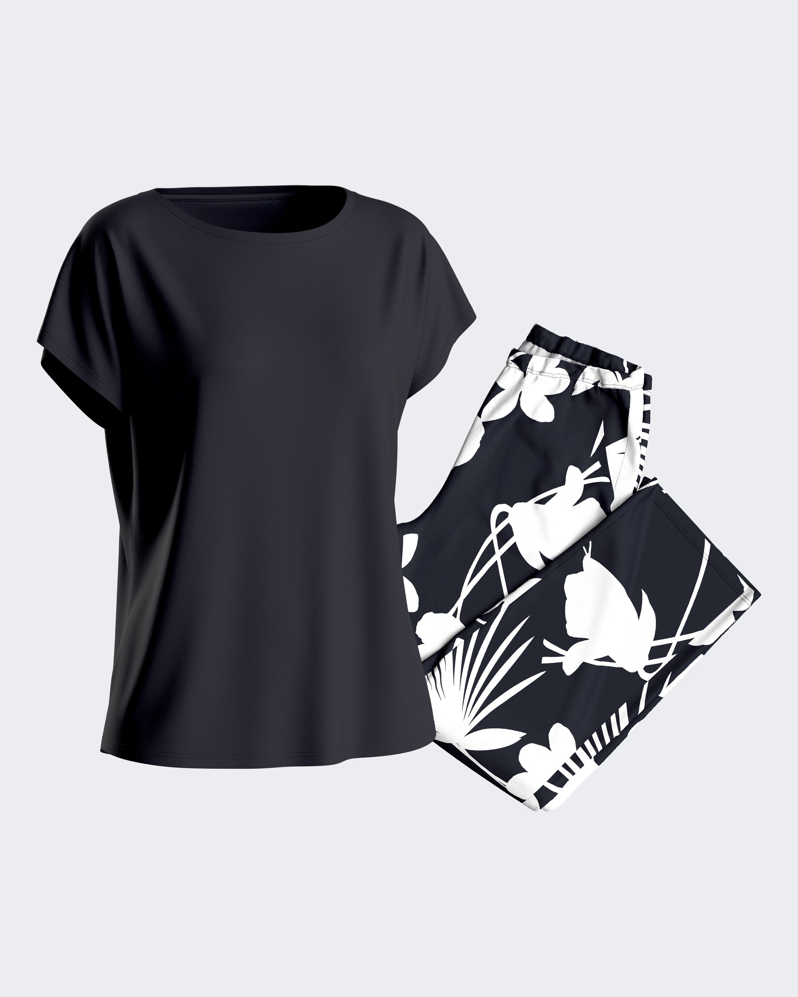 Pijama de mulher estampado floral em Lyocell