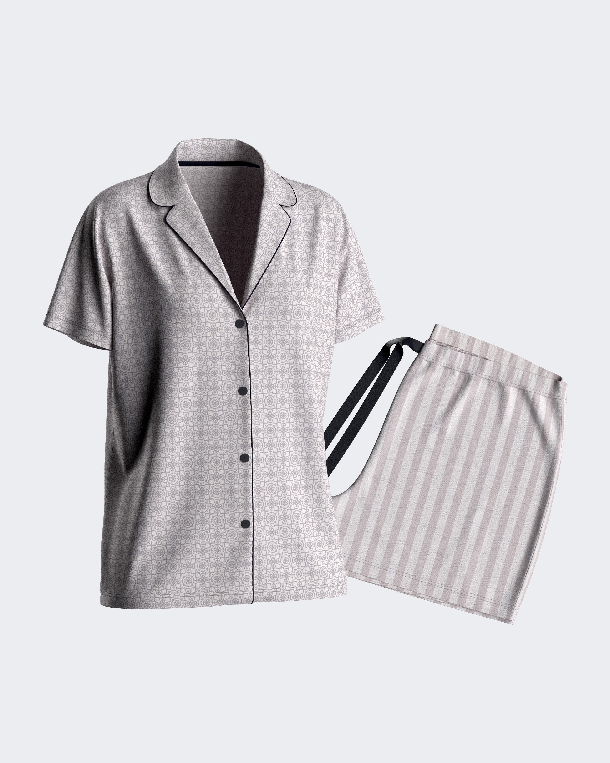 Short Woman's Pyjamas with buttons in Cotton Modal