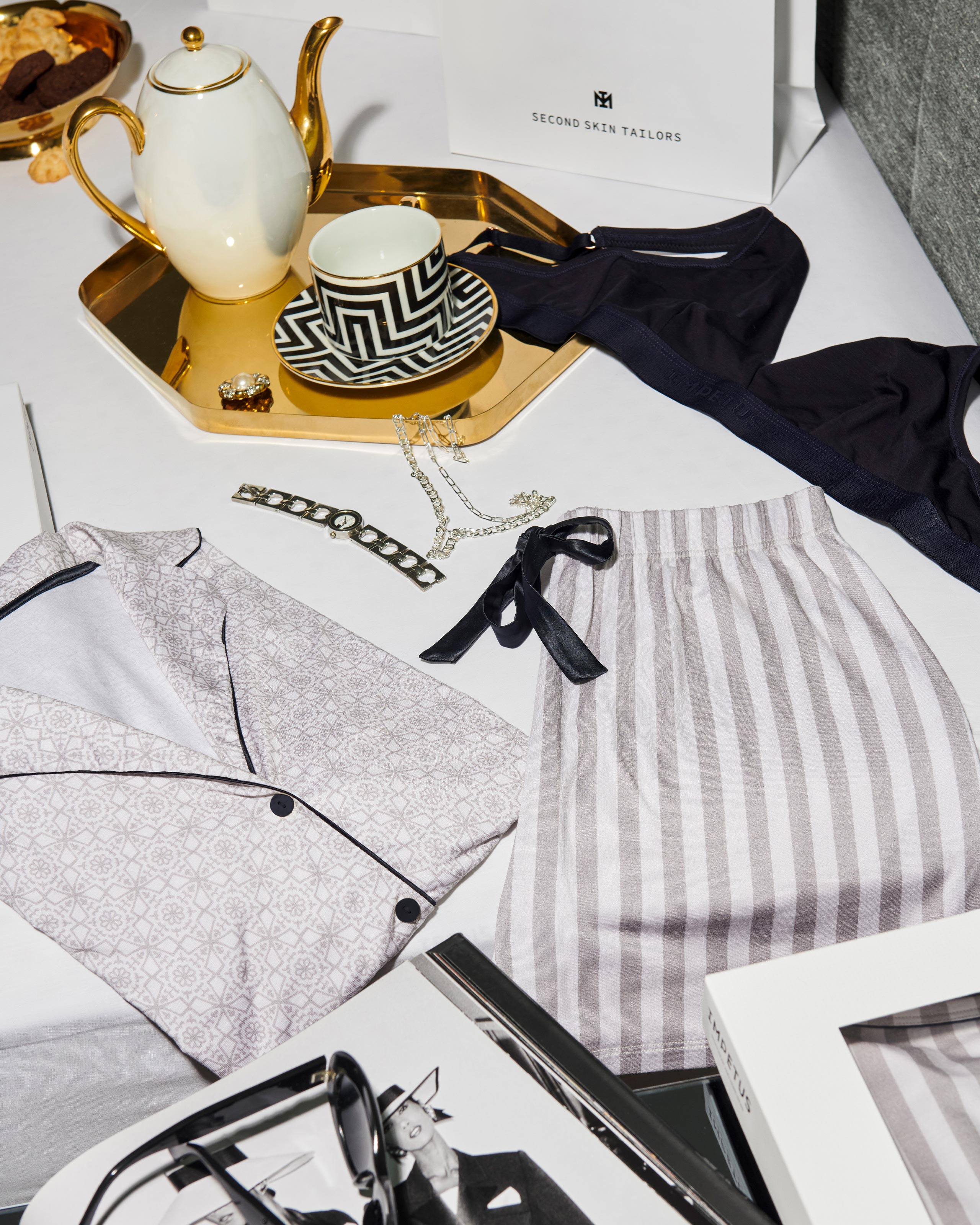 Pijama corto de mujer con botones en algodón Modal