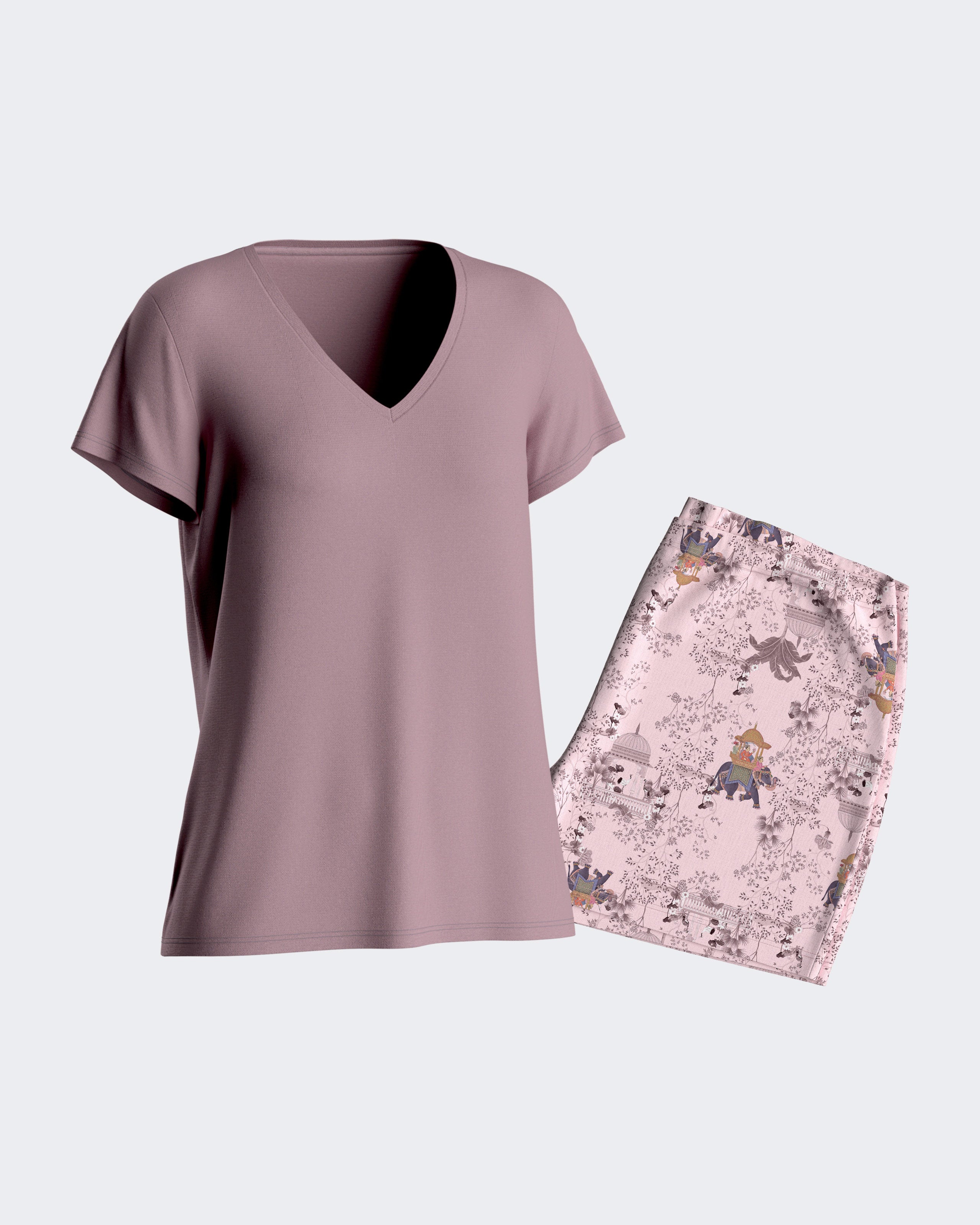 Pijama corto de mujer estampado en algodón Modal