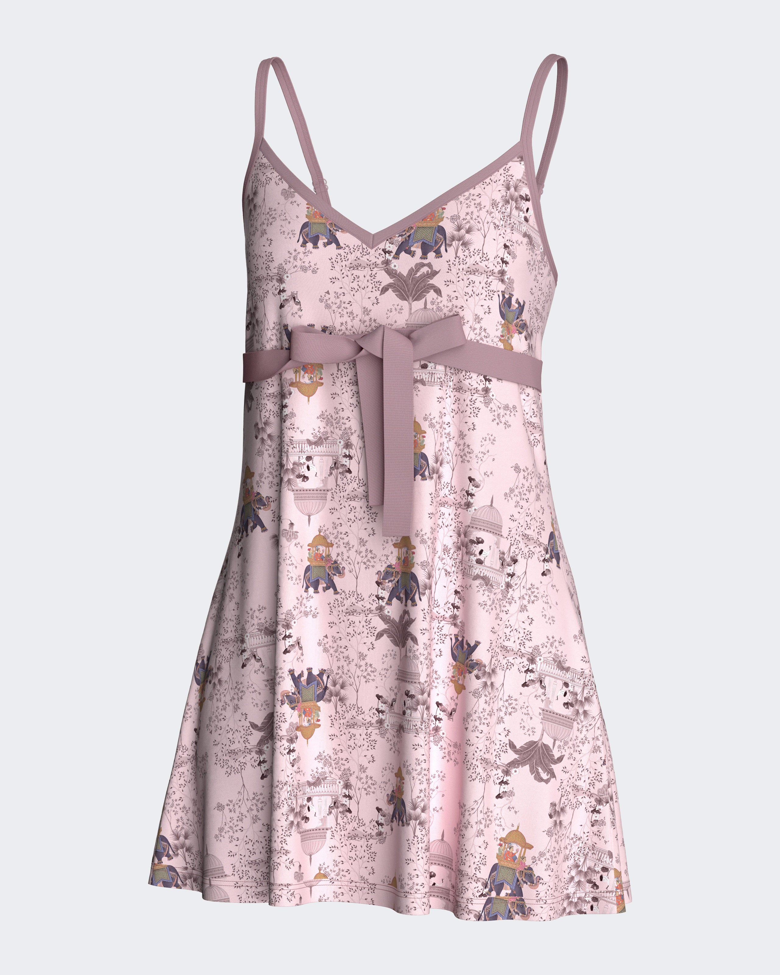 Chemise courte avec bretelles et imprimé exotique