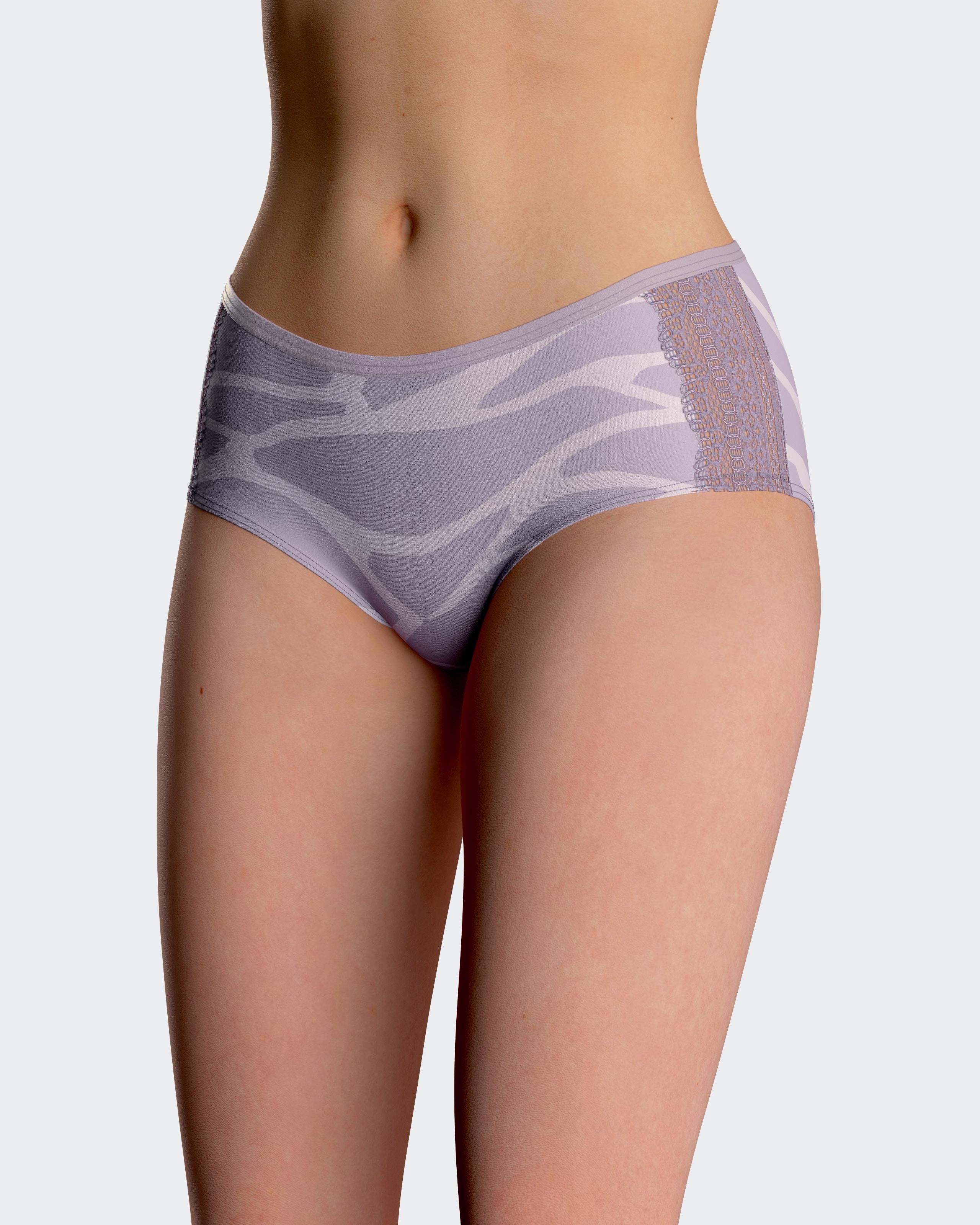 Cueca Hipster con estampado exótico e encaje