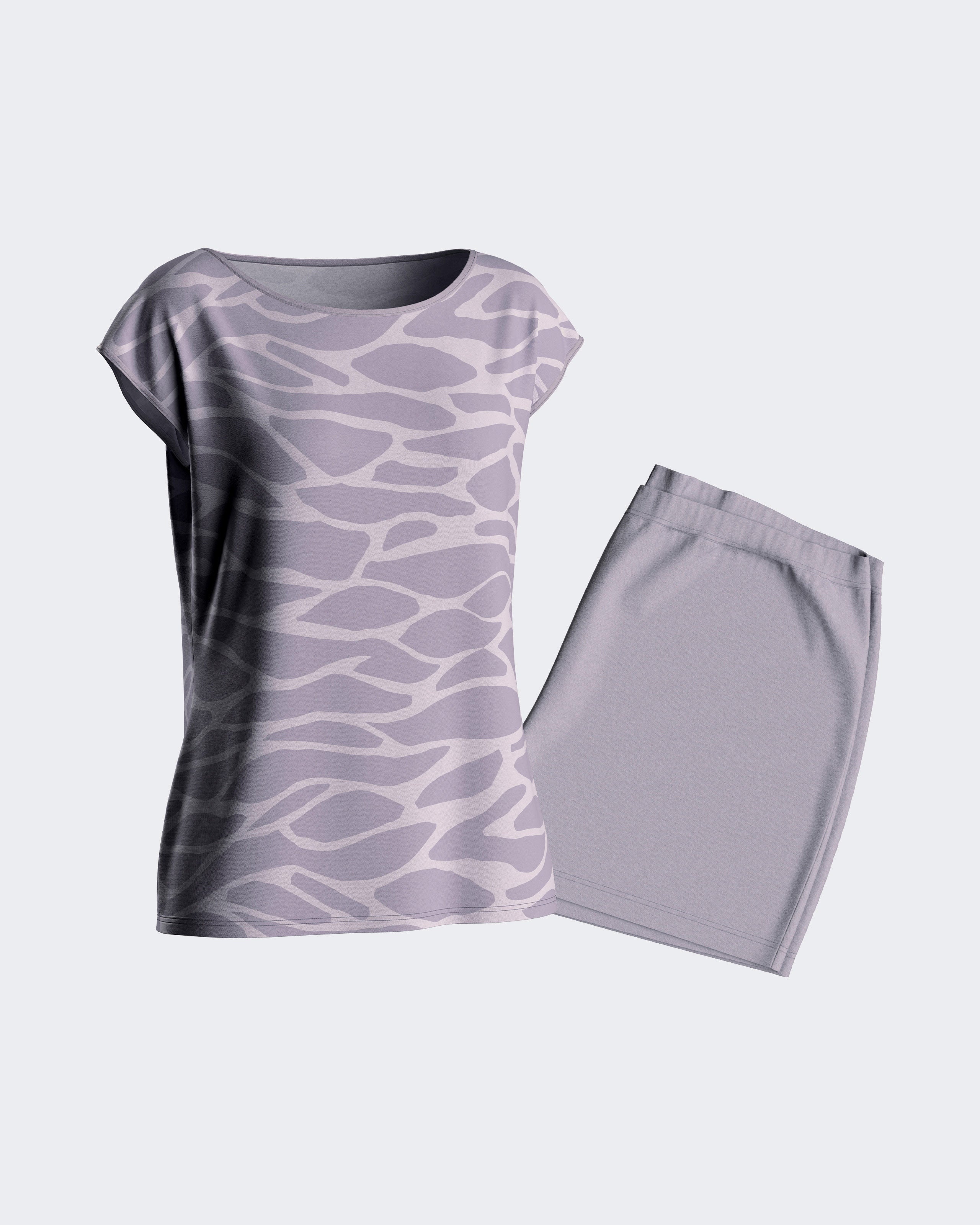 Pijama curto de mulher estampado exótico