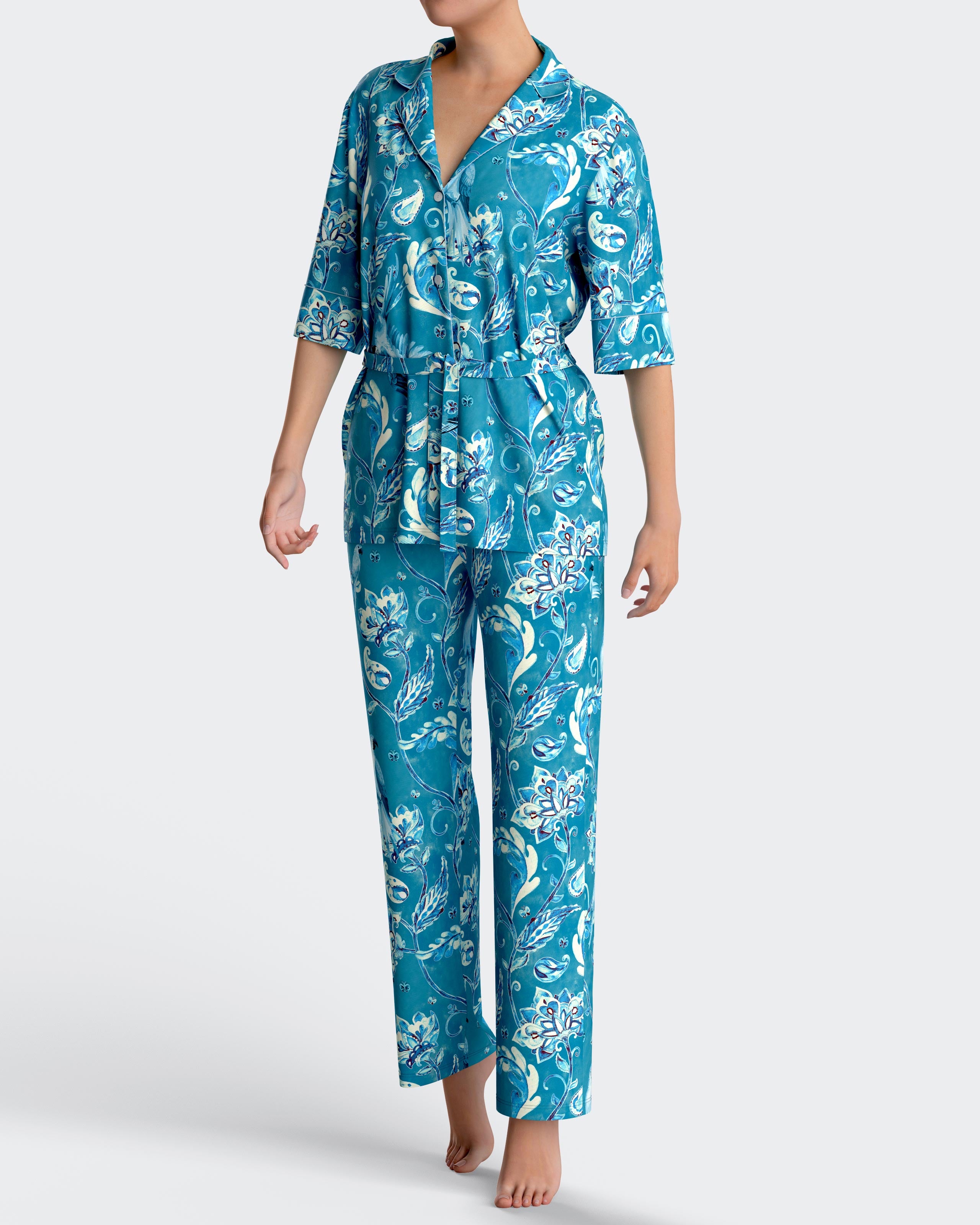 Button Pyjamas with floral print in Modal