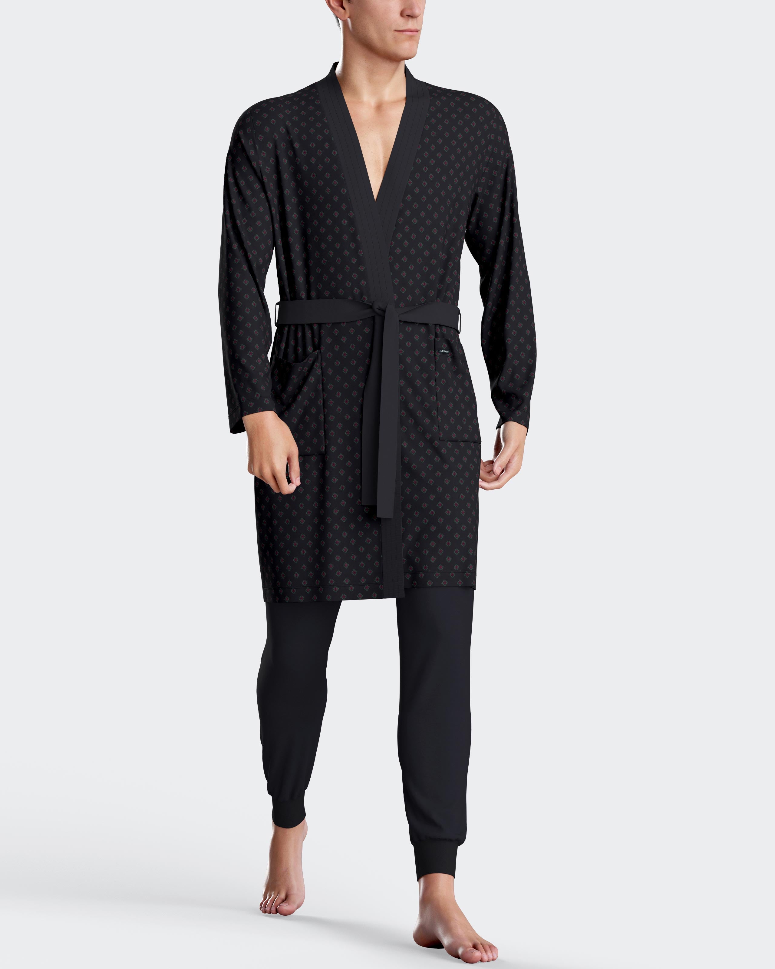 Printed men's dressing gown in Cotton
