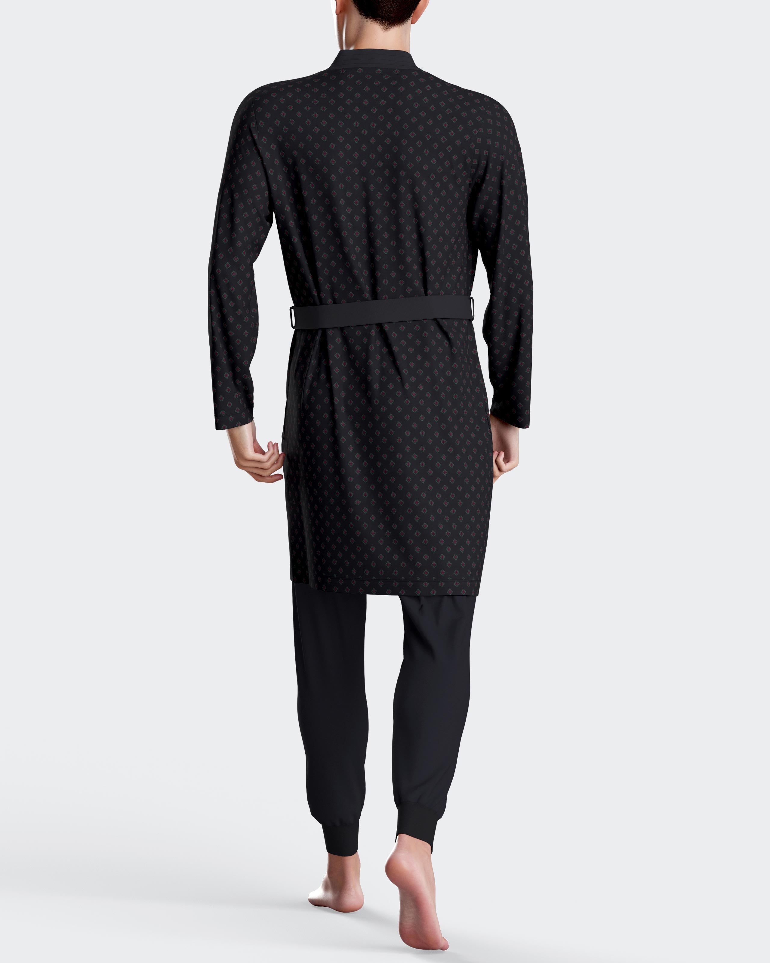 Printed men's dressing gown in Cotton