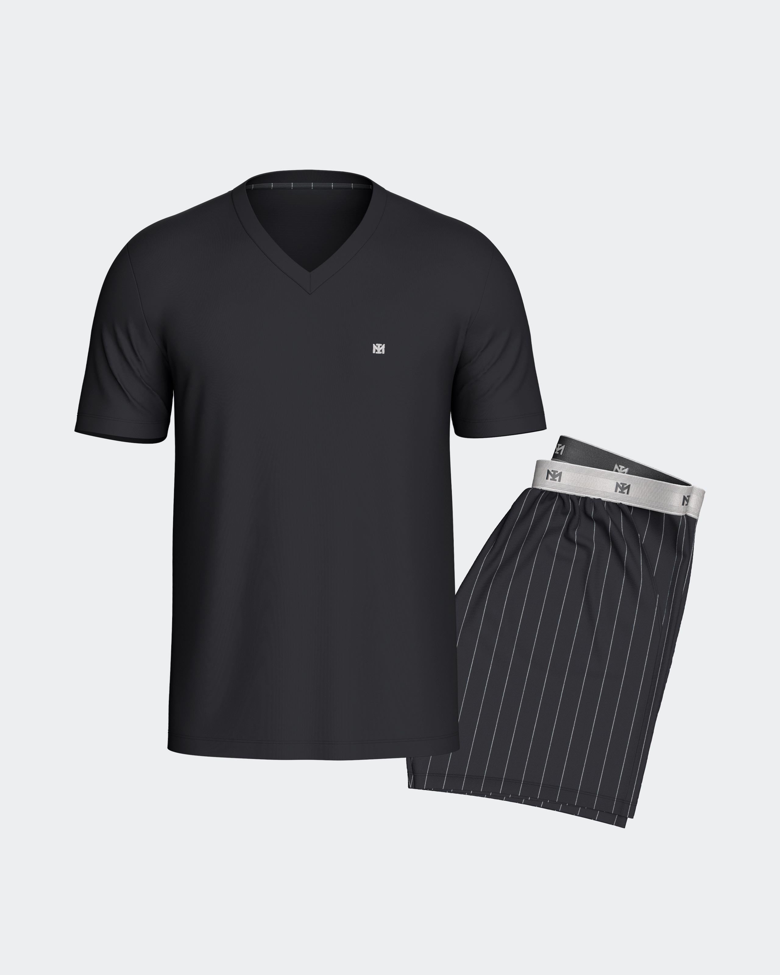 Men's striped pyjama shorts in cotton modal