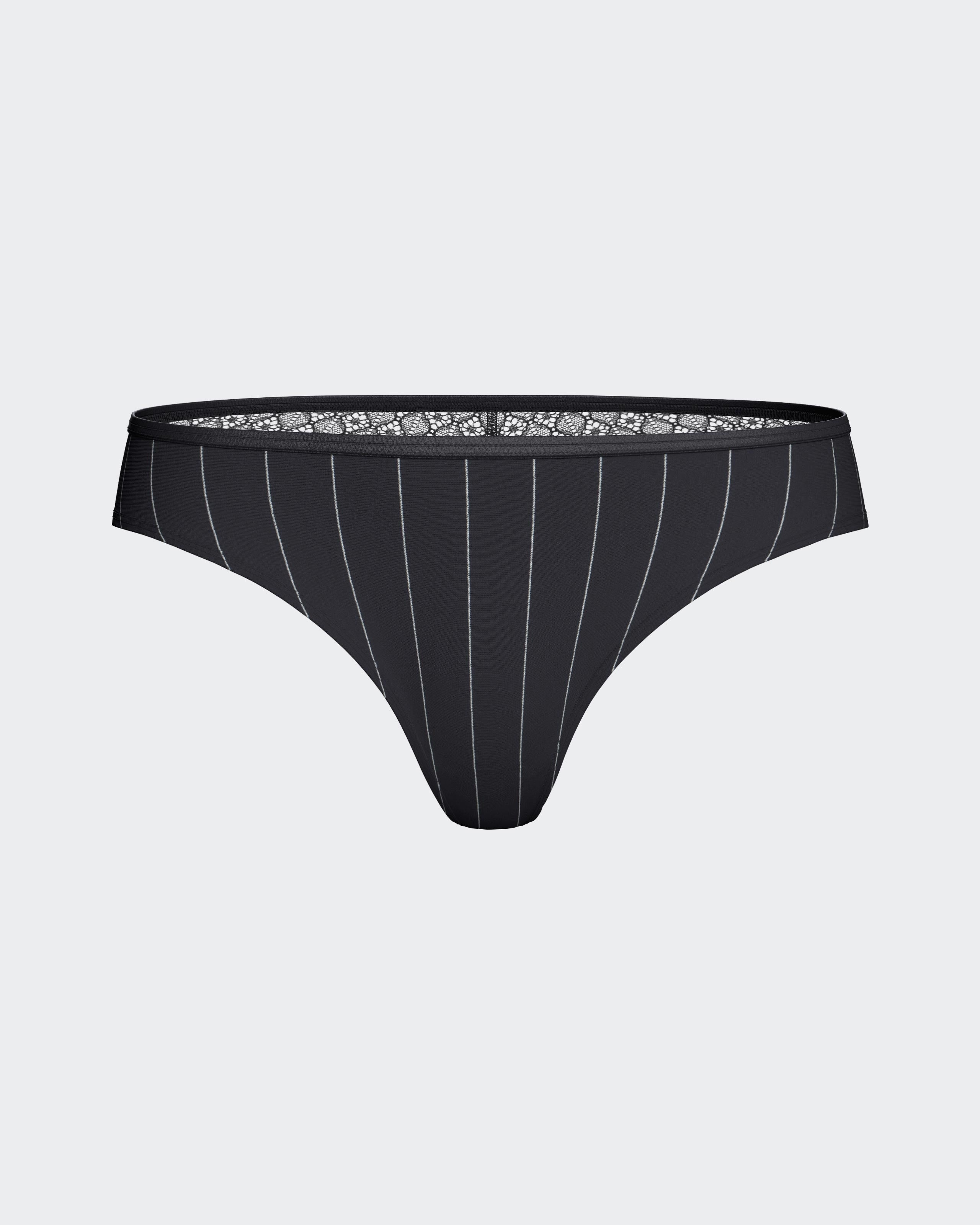 String à rayures avec détail en dentelle