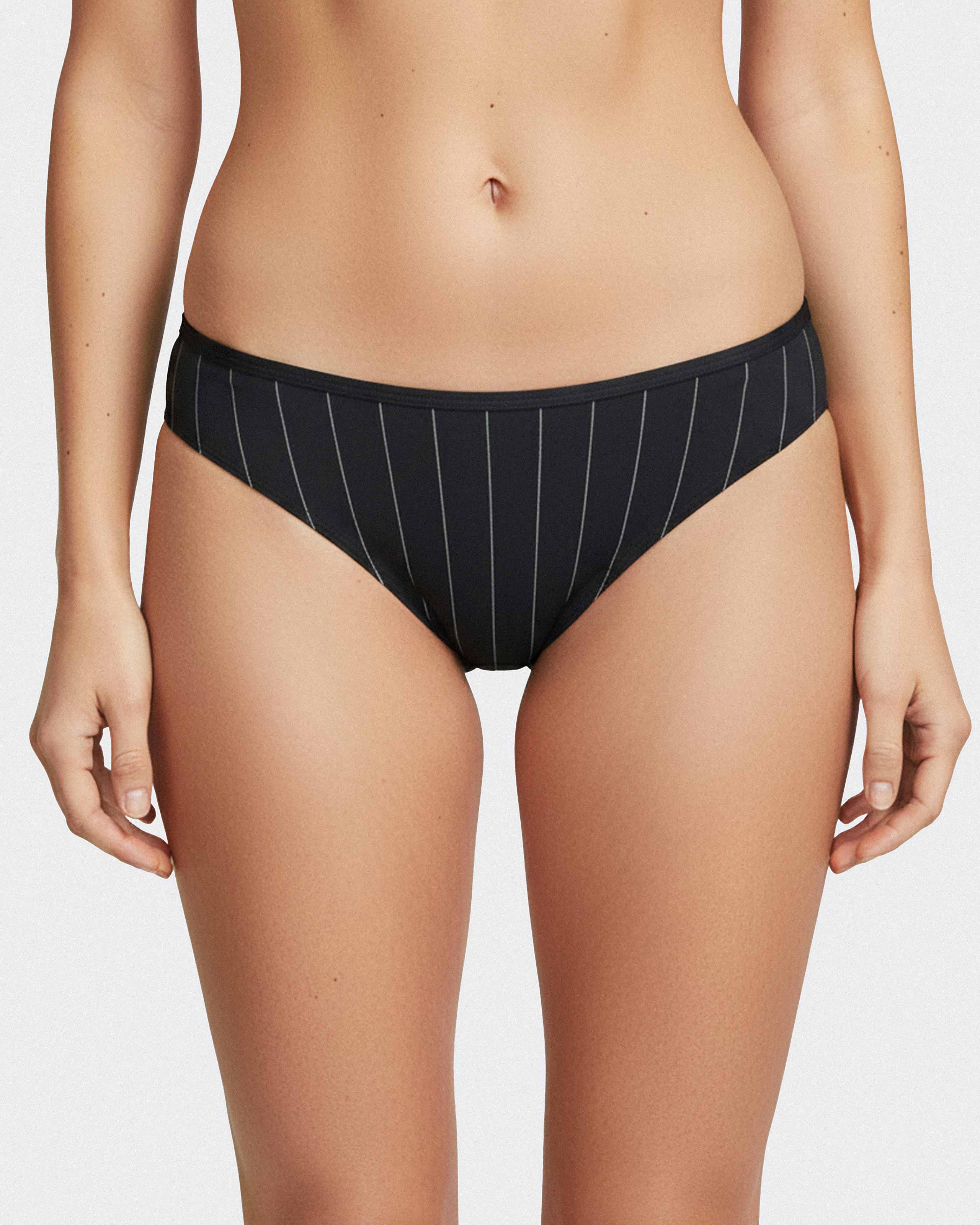 Striped thong with lace detailing