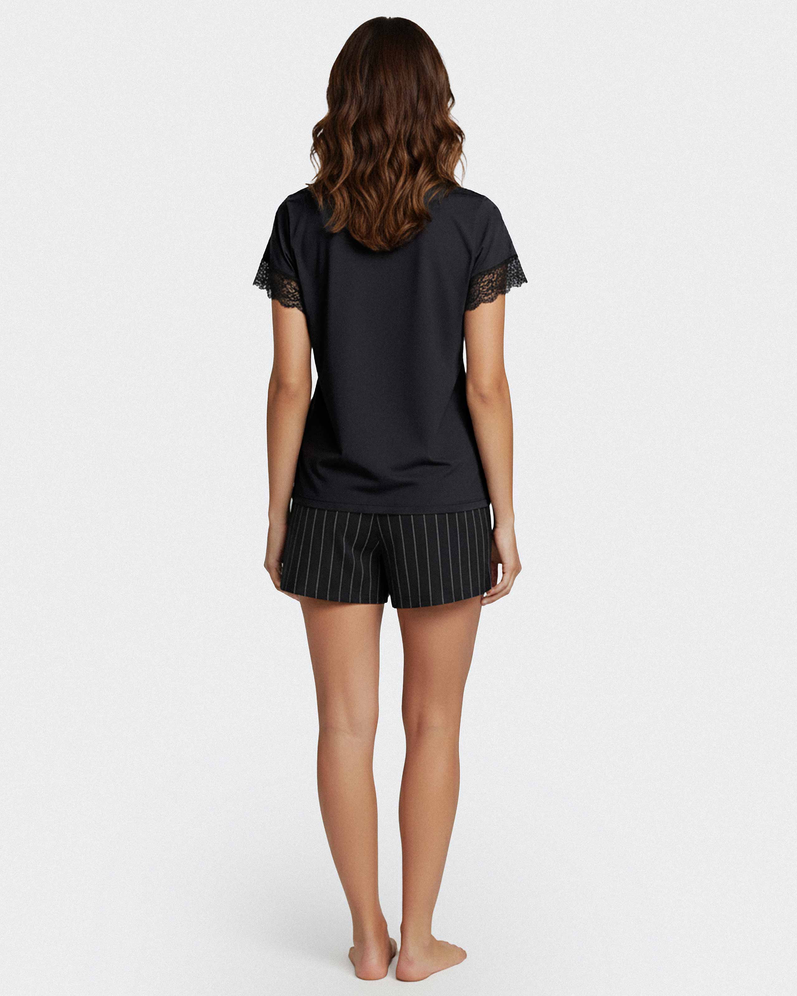 Pyjama court pour femme à rayures en Coton Modal