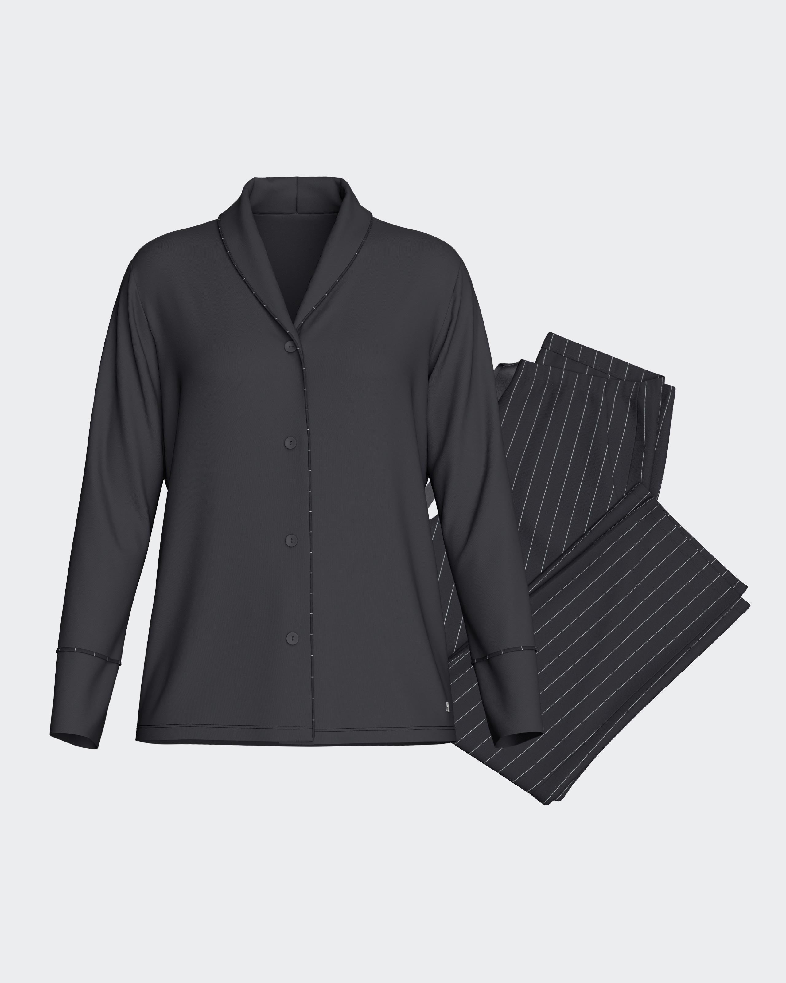 Women's long striped pyjama in Modal cotton