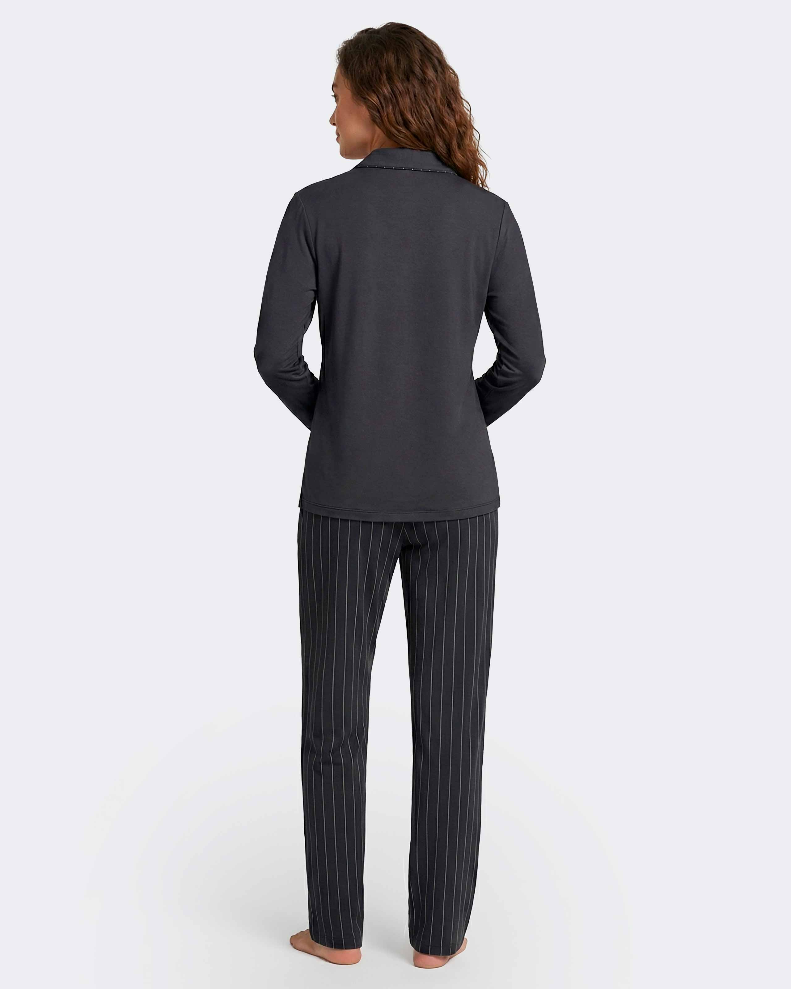 Women's long striped pyjama in Modal cotton